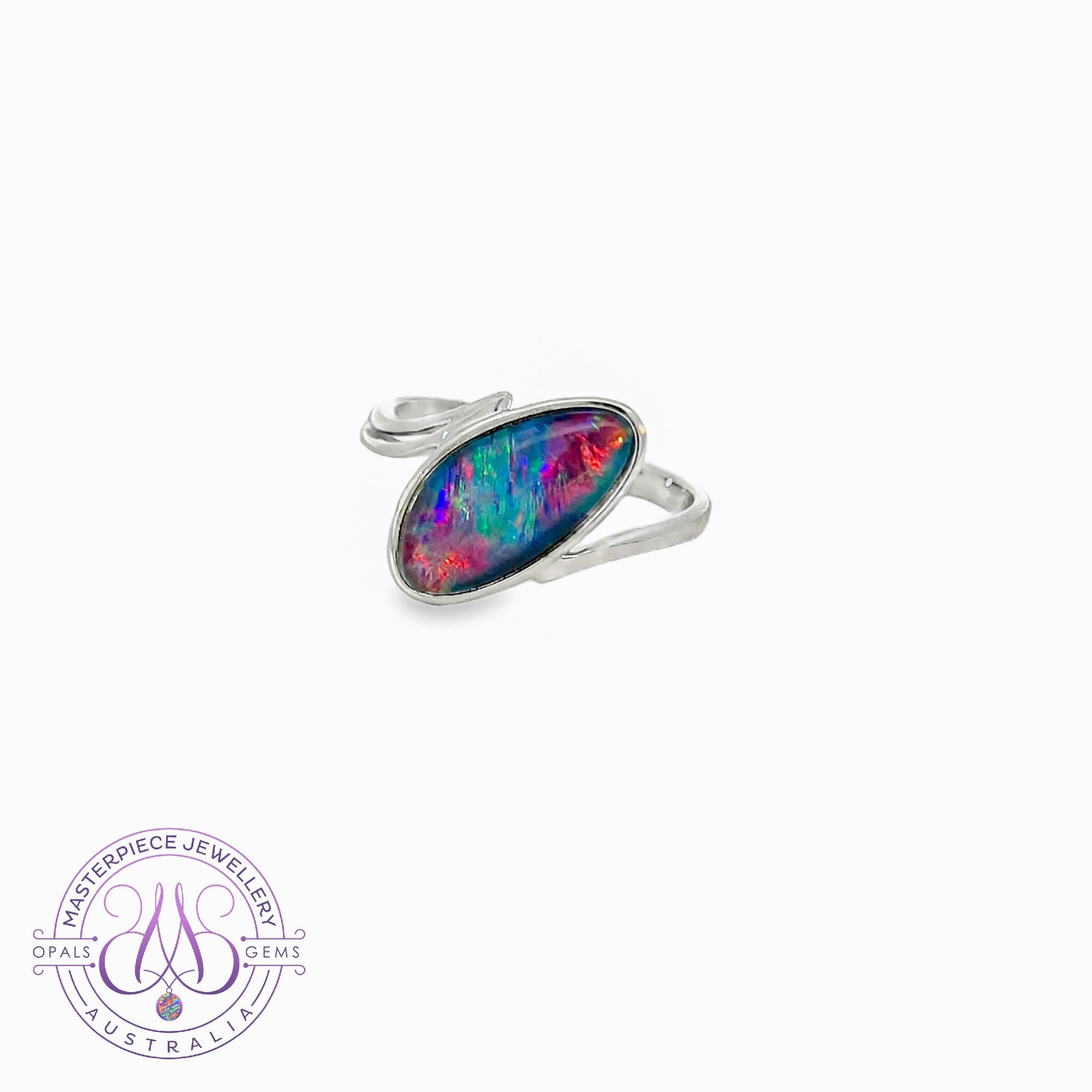 Sterling Silver triplet 17x9mm Opal ring
