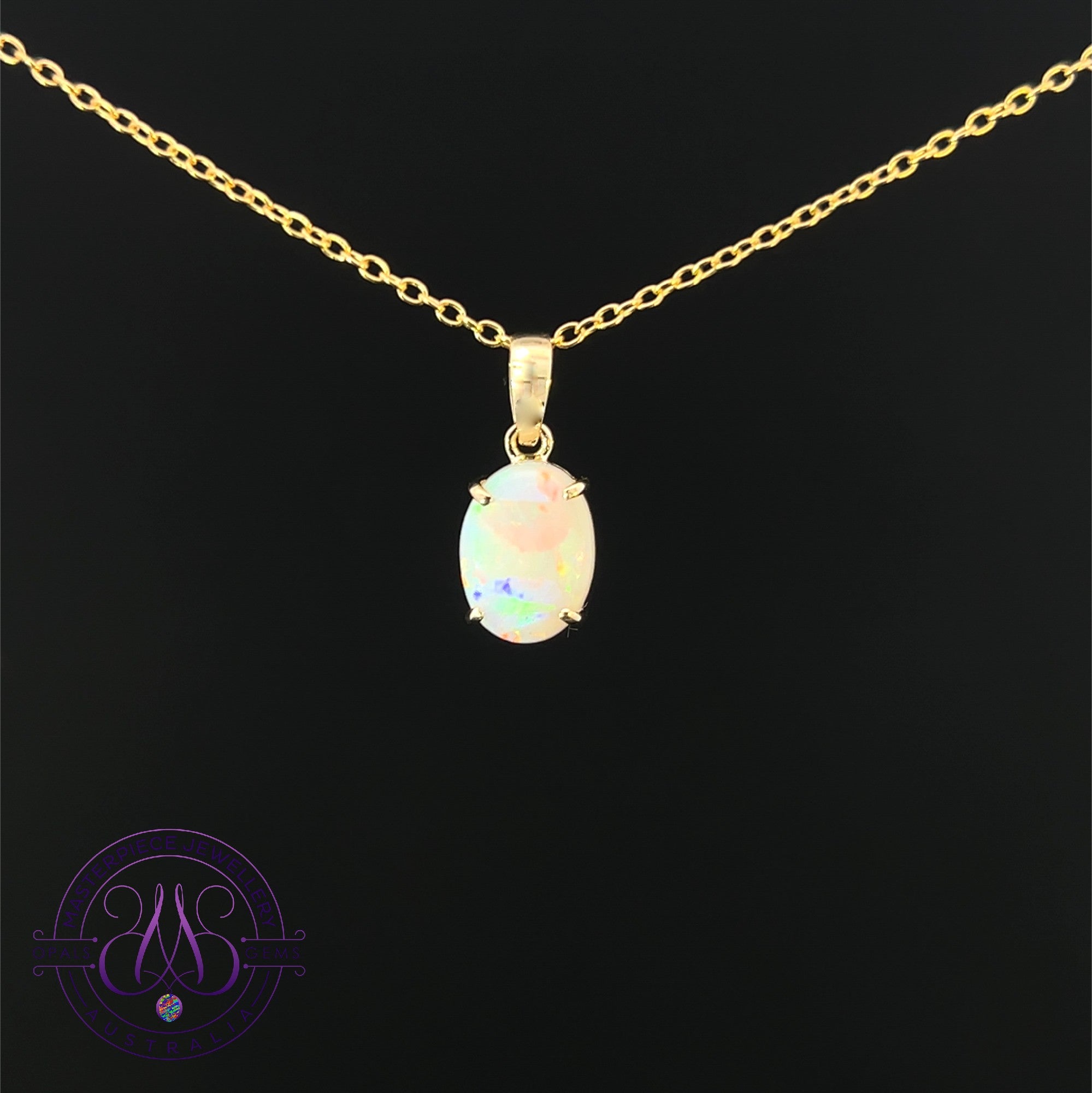 9kt Yellow Gold Black Opal Oval 1.05ct pendant