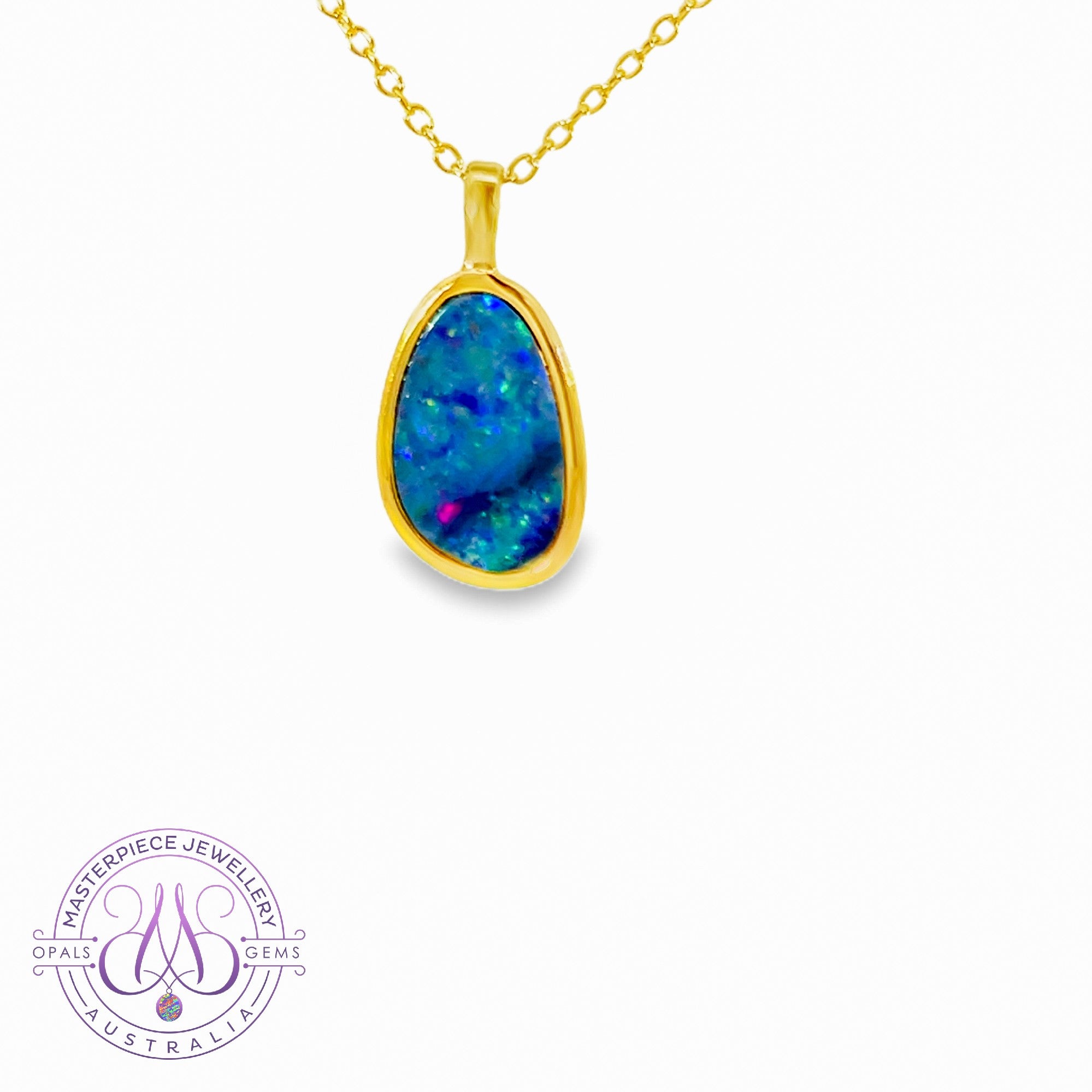 Gold plated Silver 15x10mm Opal doublet pendant
