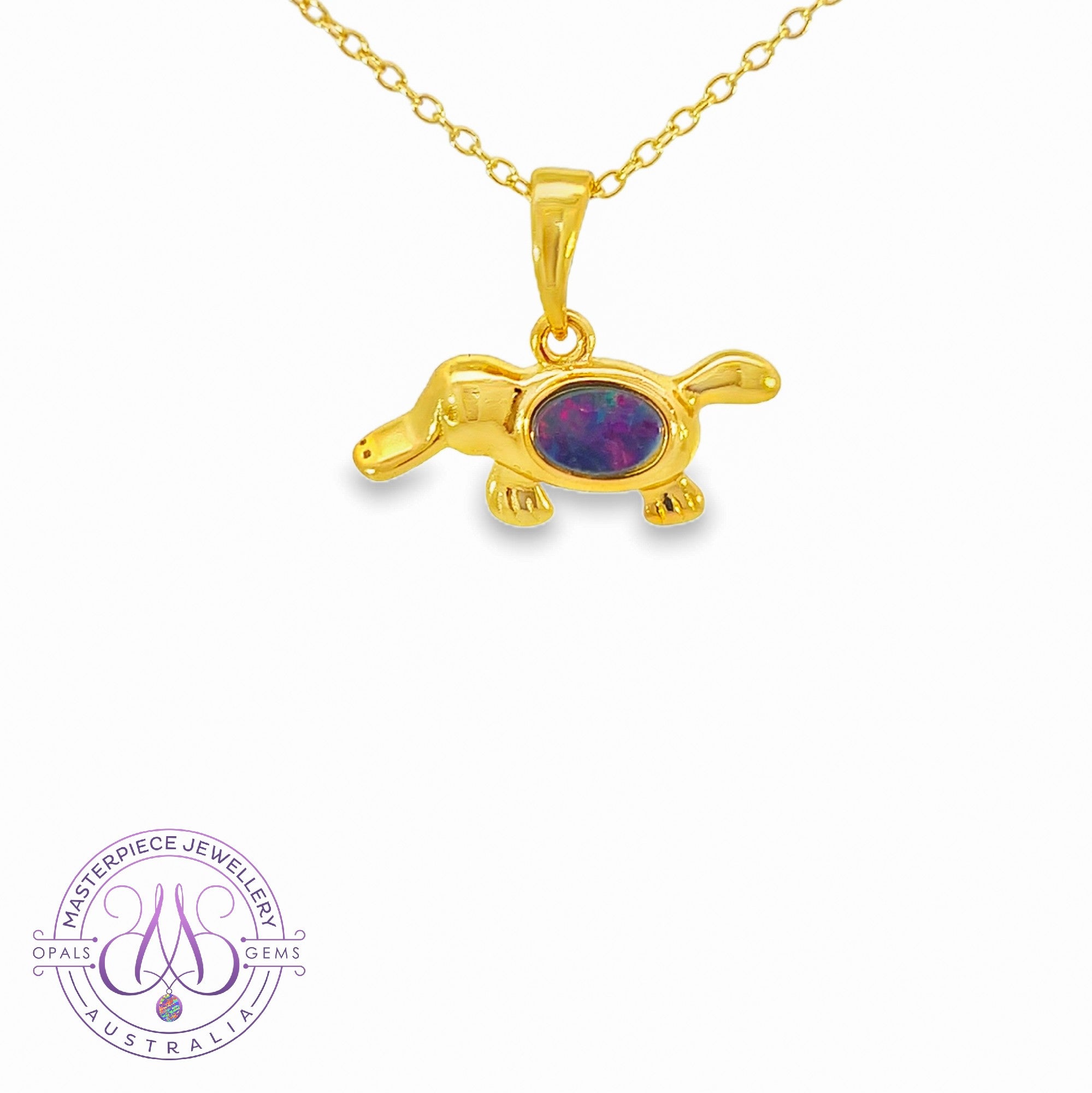 Gold Plated Silver platypus Opal odublet 6x4mm pendant