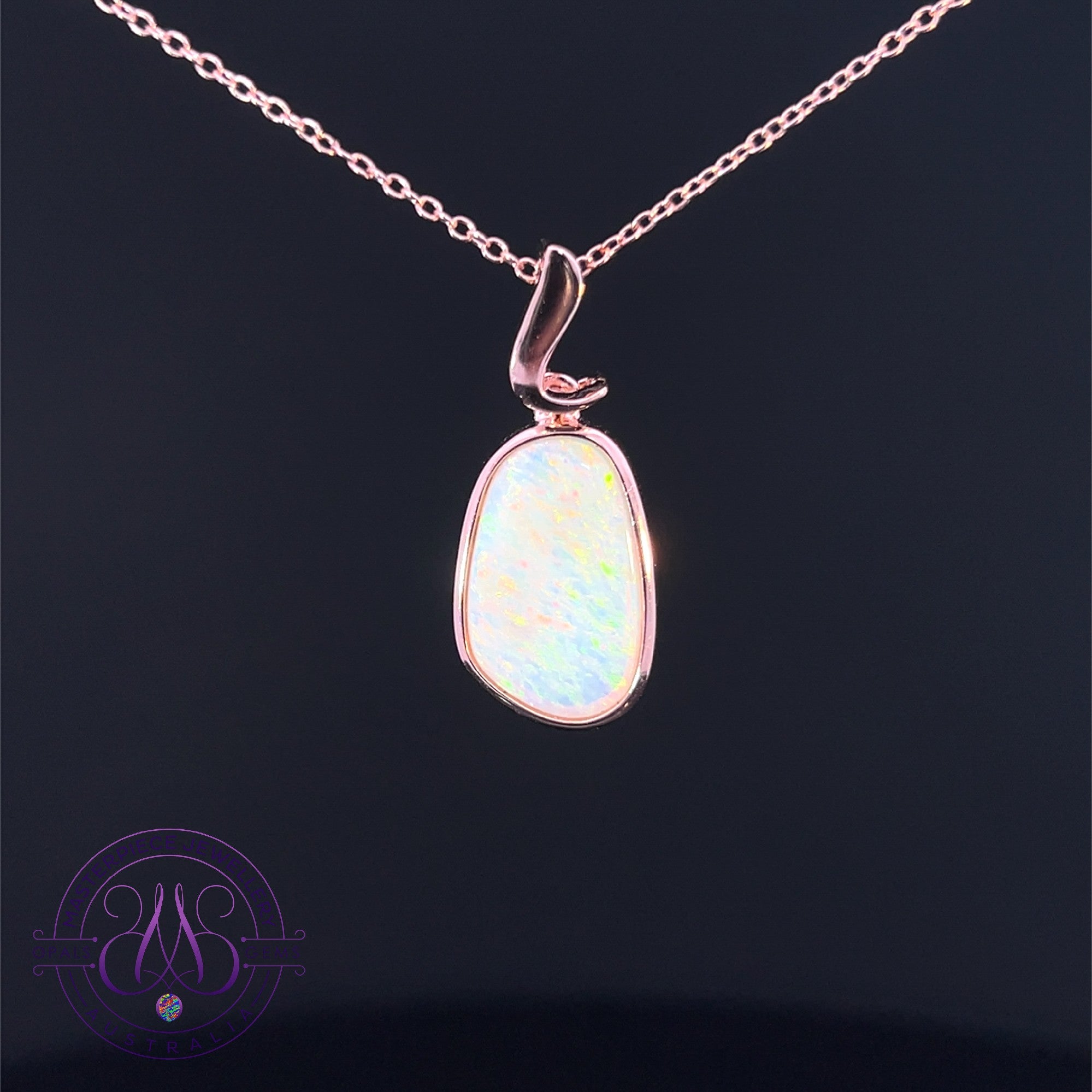 Rose Gold plated White Opal 2.45ct pendant