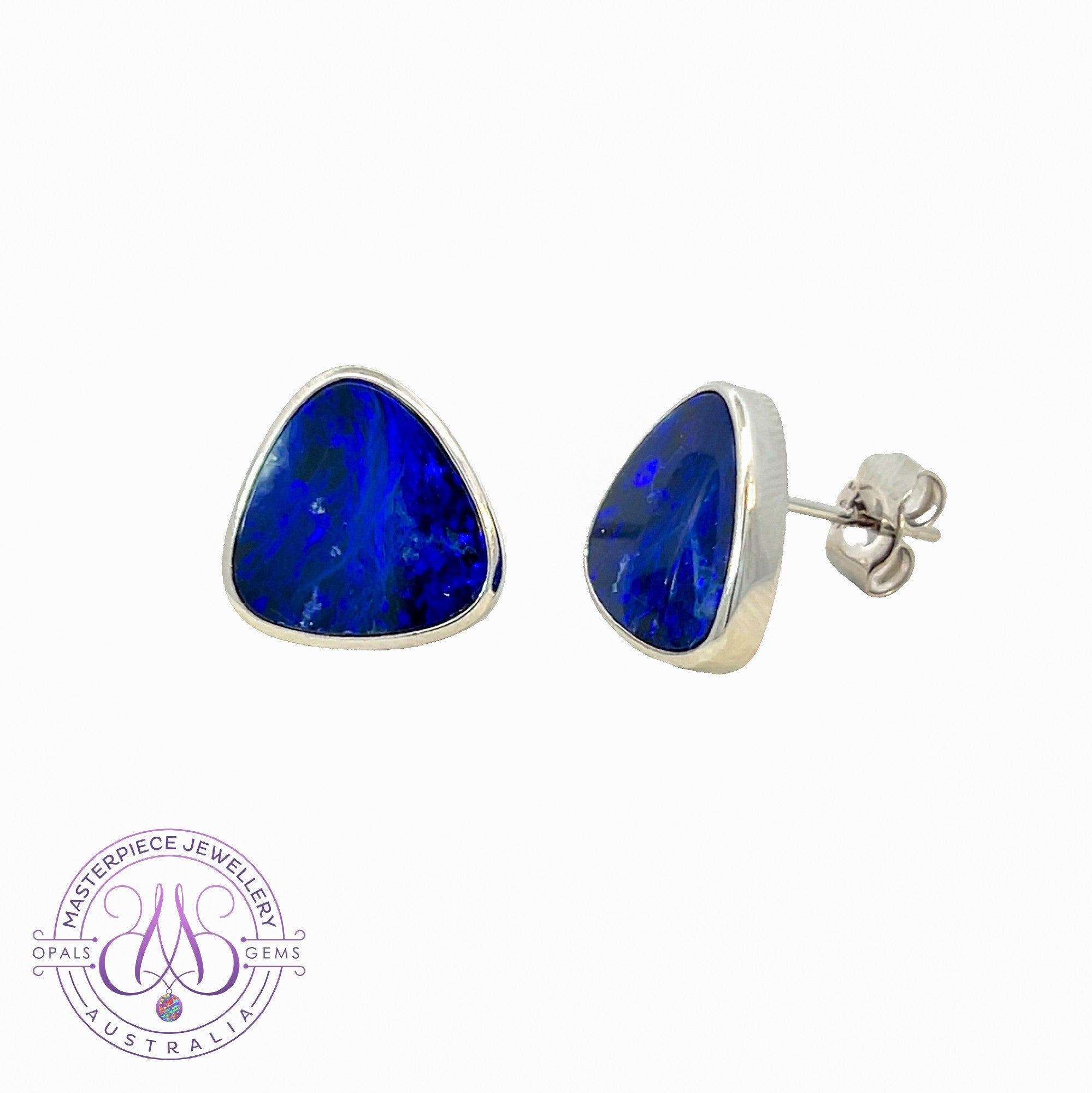 Sterling Silver large Blue Opal doublet 5.8ct studs