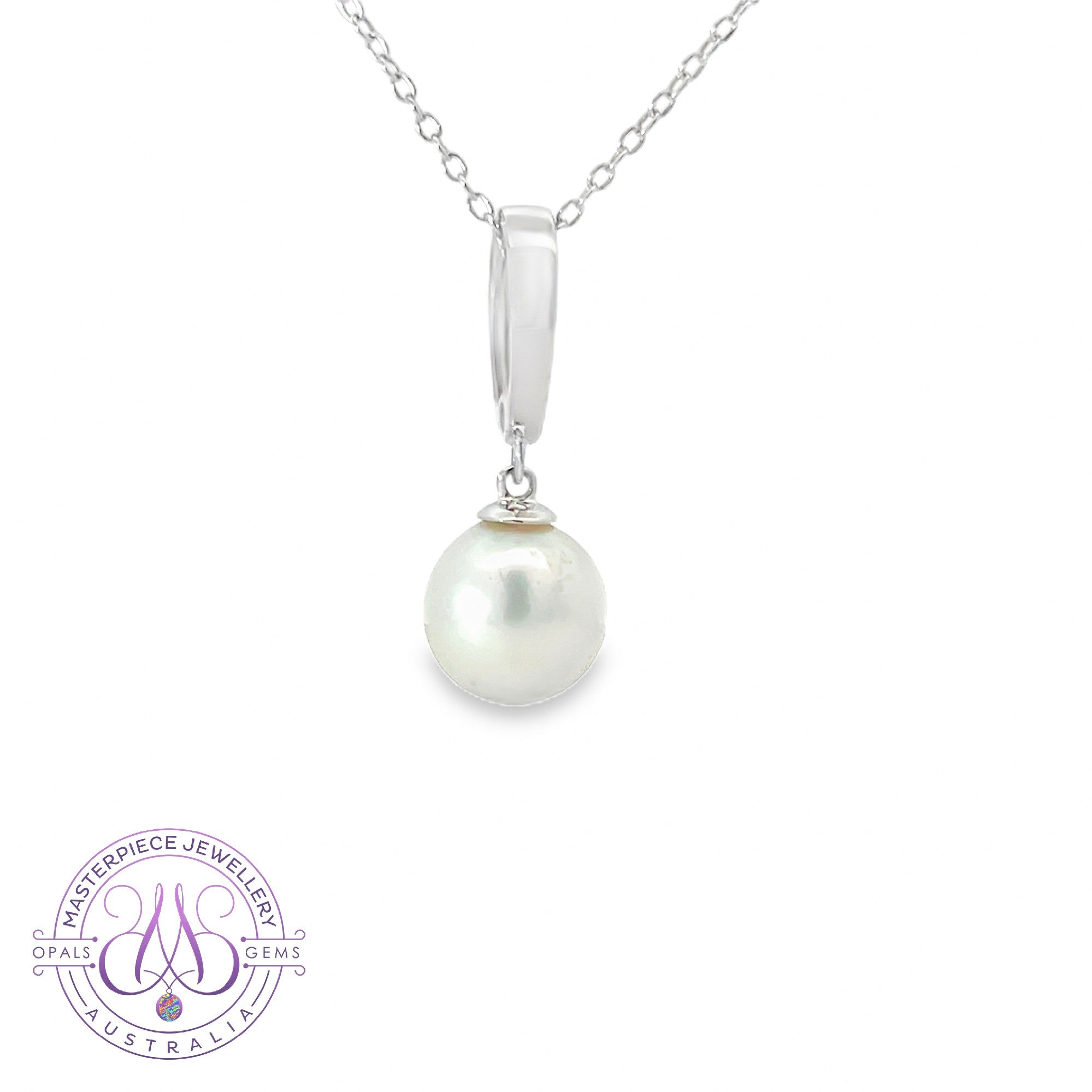 14kt White Gold South Sea 8.5-9mm Pearl solitaire pendant