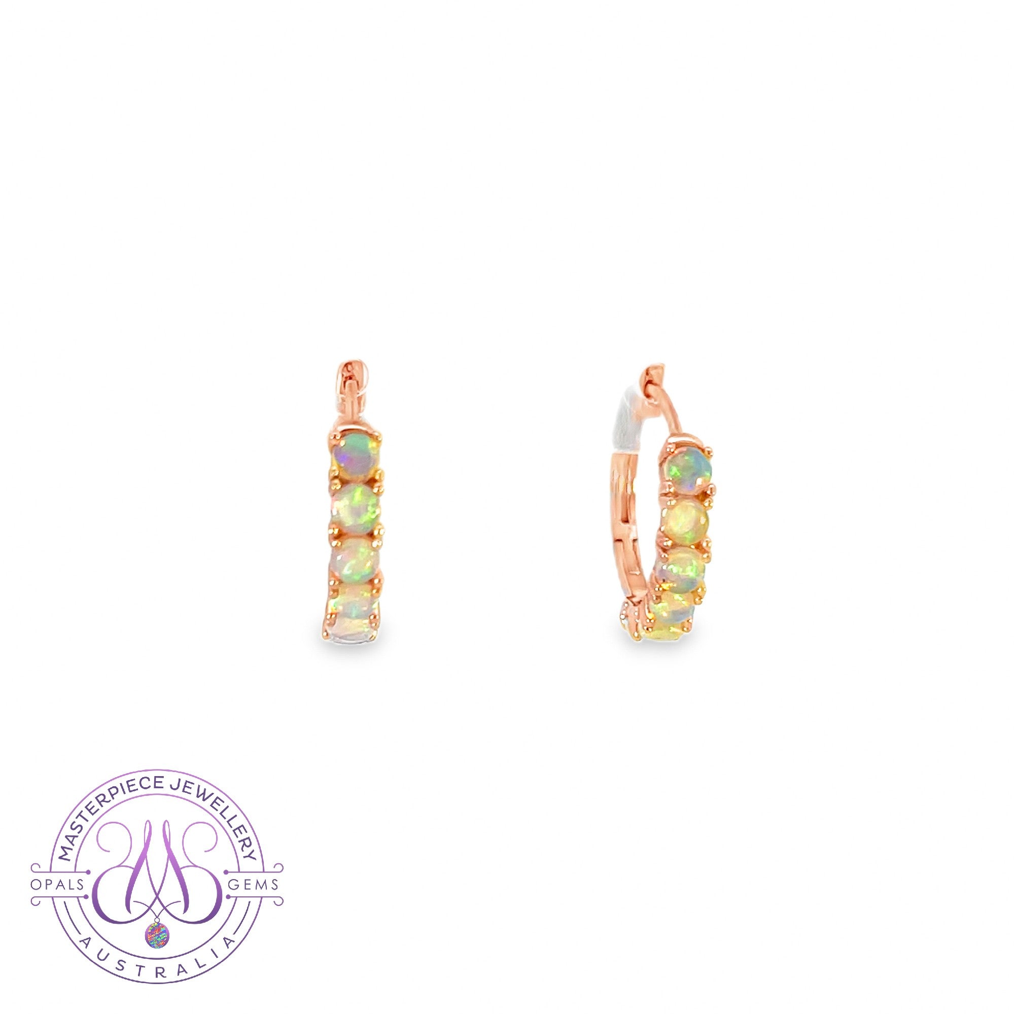 Rose Gold plated Crystal Opal 2.5mm huggie earrings