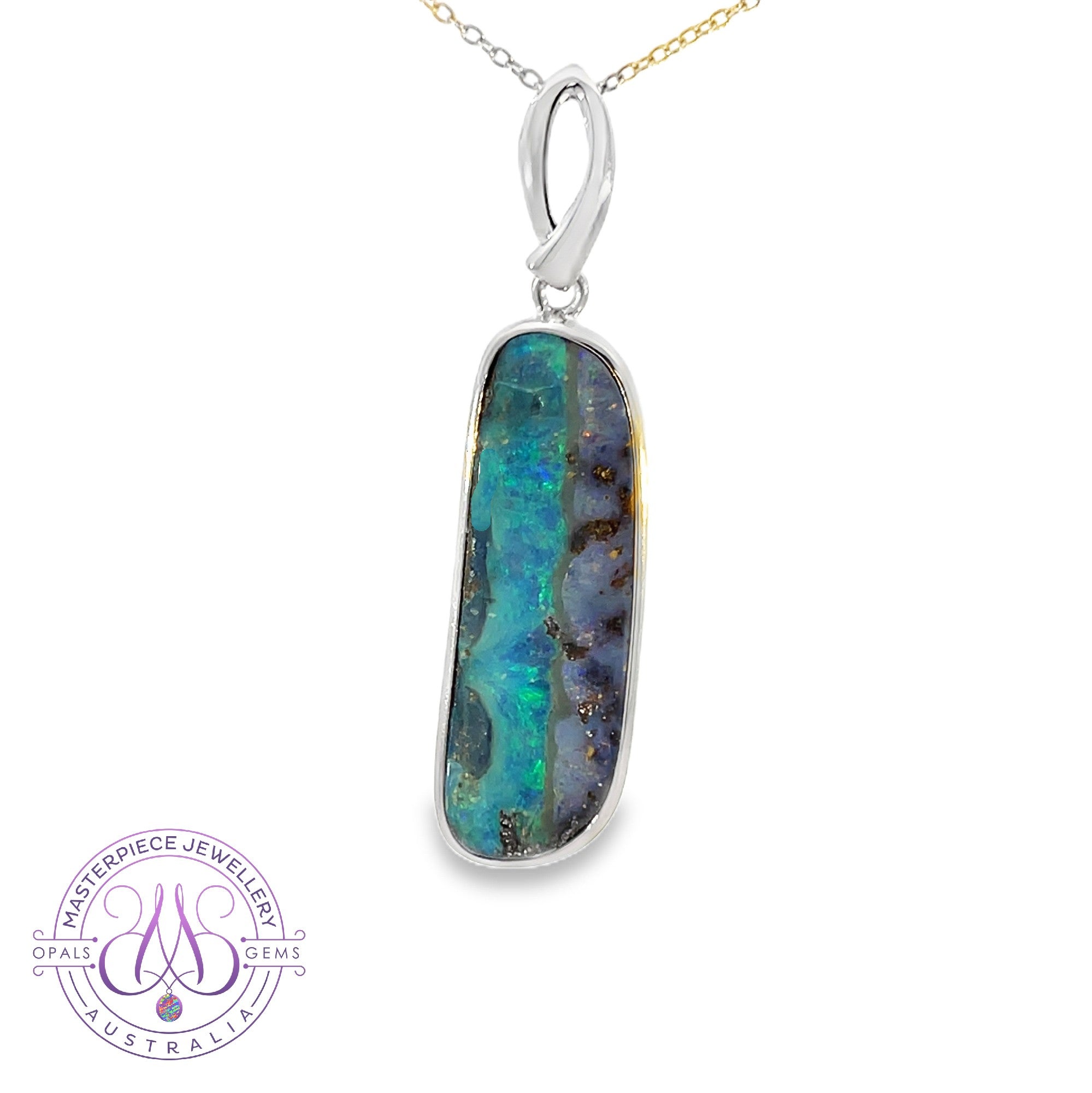 Sterling Silver boulder Opal 12.15ct bezel set pendant