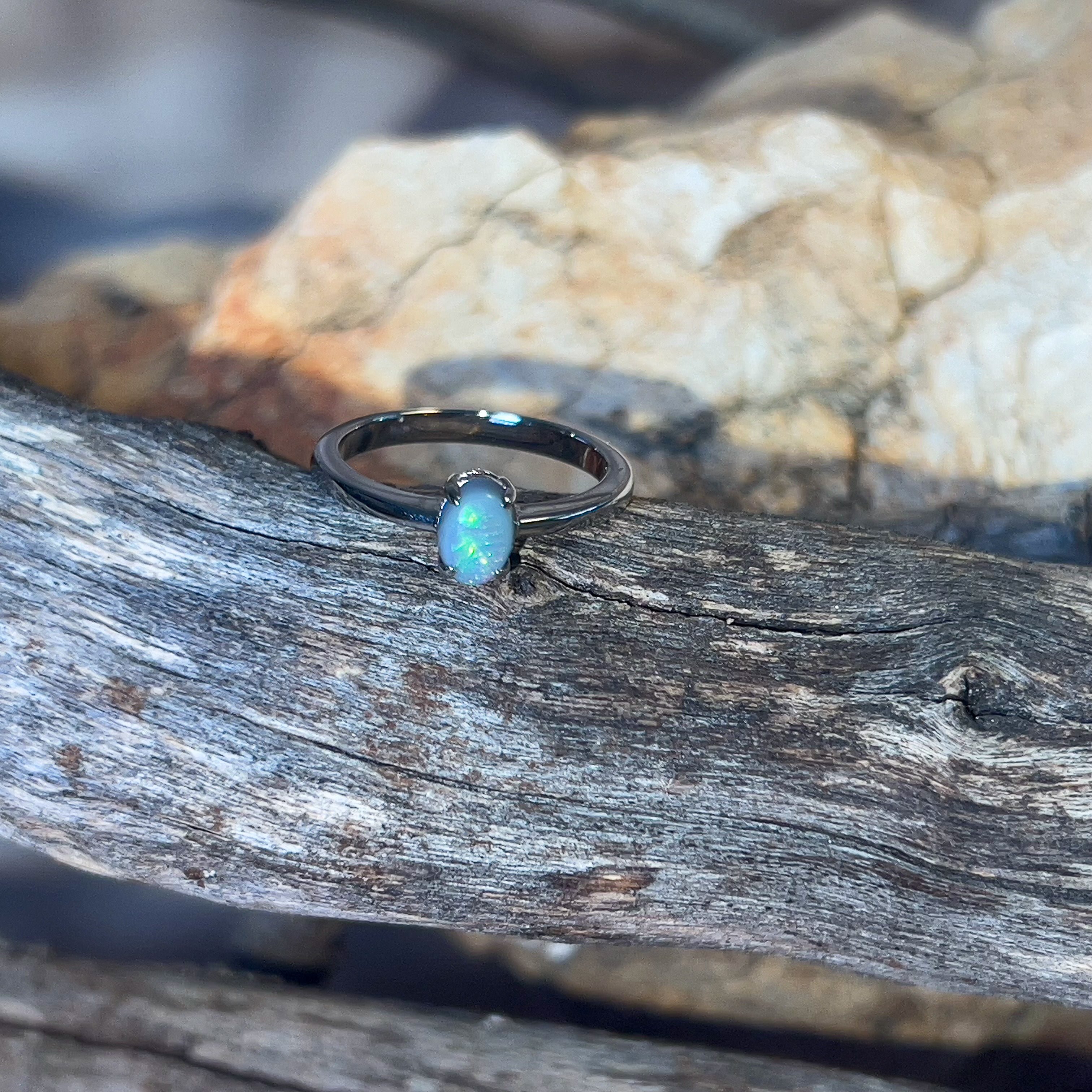 dainty opal ring silver