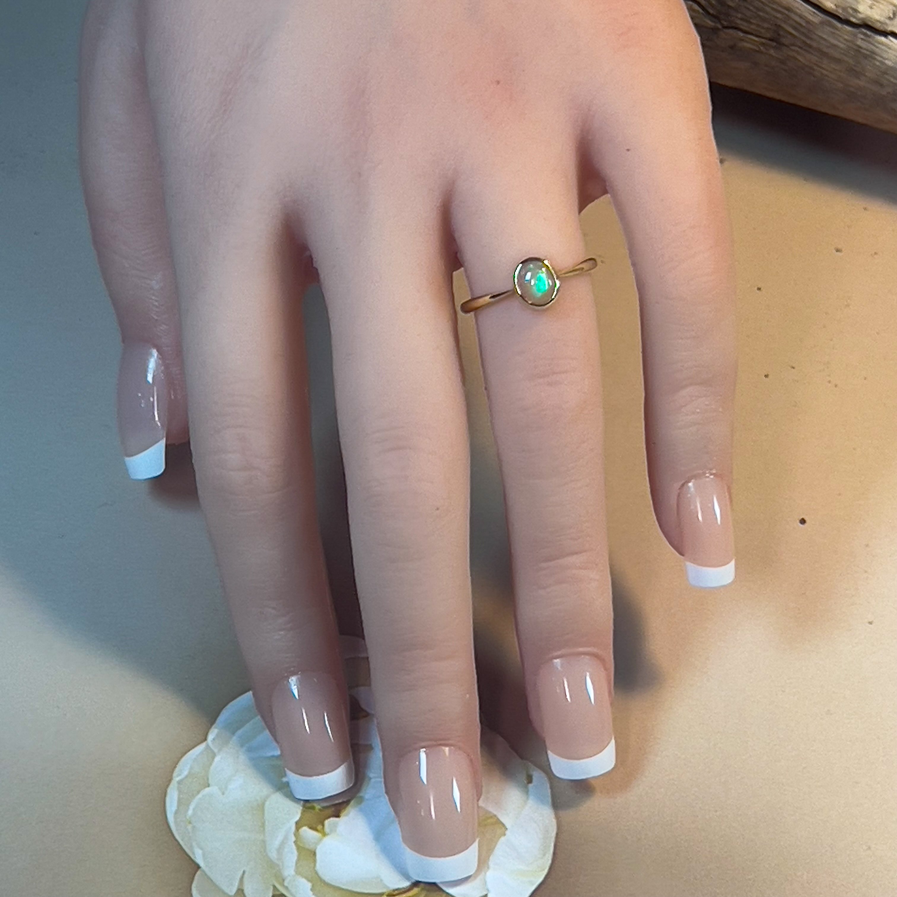 14kt Yellow Gold Black Opal 0.5ct bezel set solitaire ring - Masterpiece Jewellery Opal & Gems Sydney Australia | Online Shop