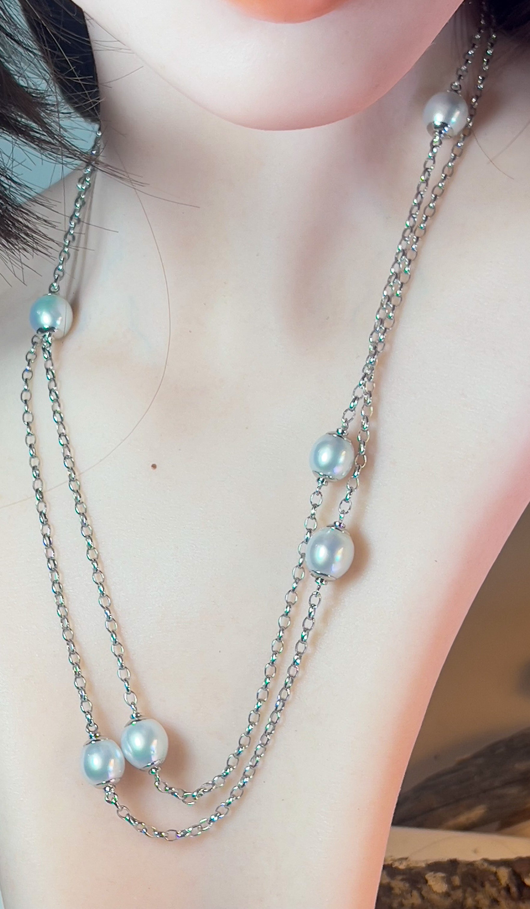 Sterling Silver South Sea Oval 10mm Pearl neckalce - Masterpiece Jewellery Opal & Gems Sydney Australia | Online Shop