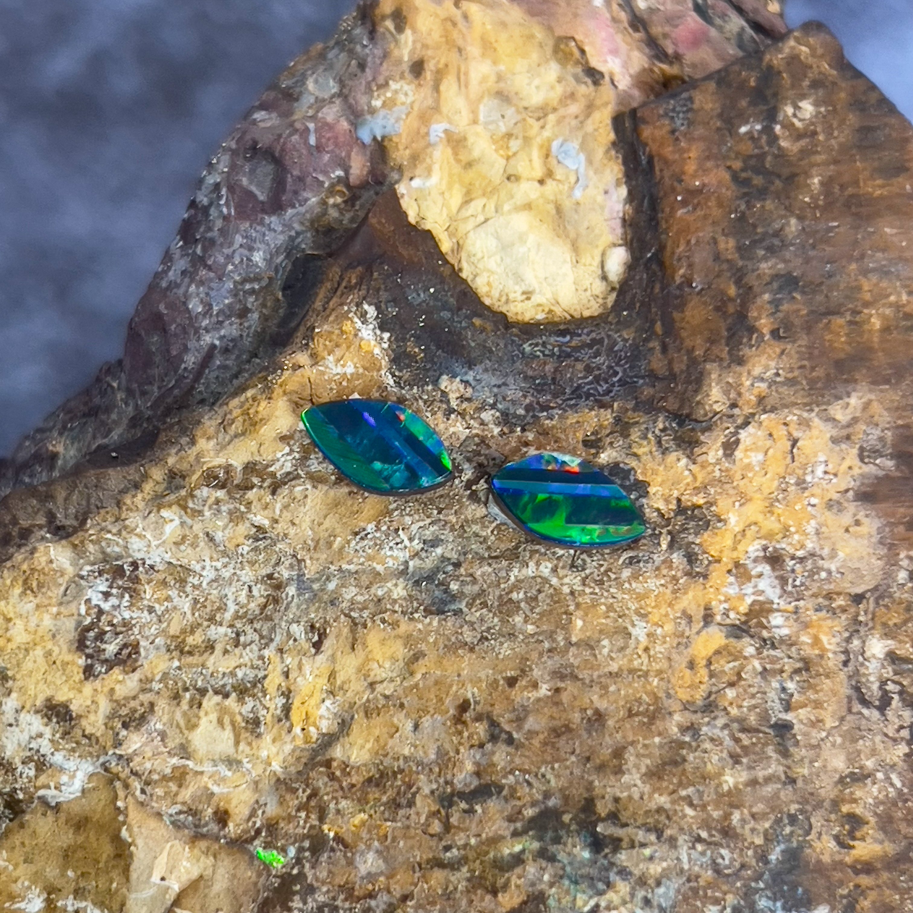 Loose Opal doublet pair 1.5ct - Masterpiece Jewellery Opal & Gems Sydney Australia | Online Shop