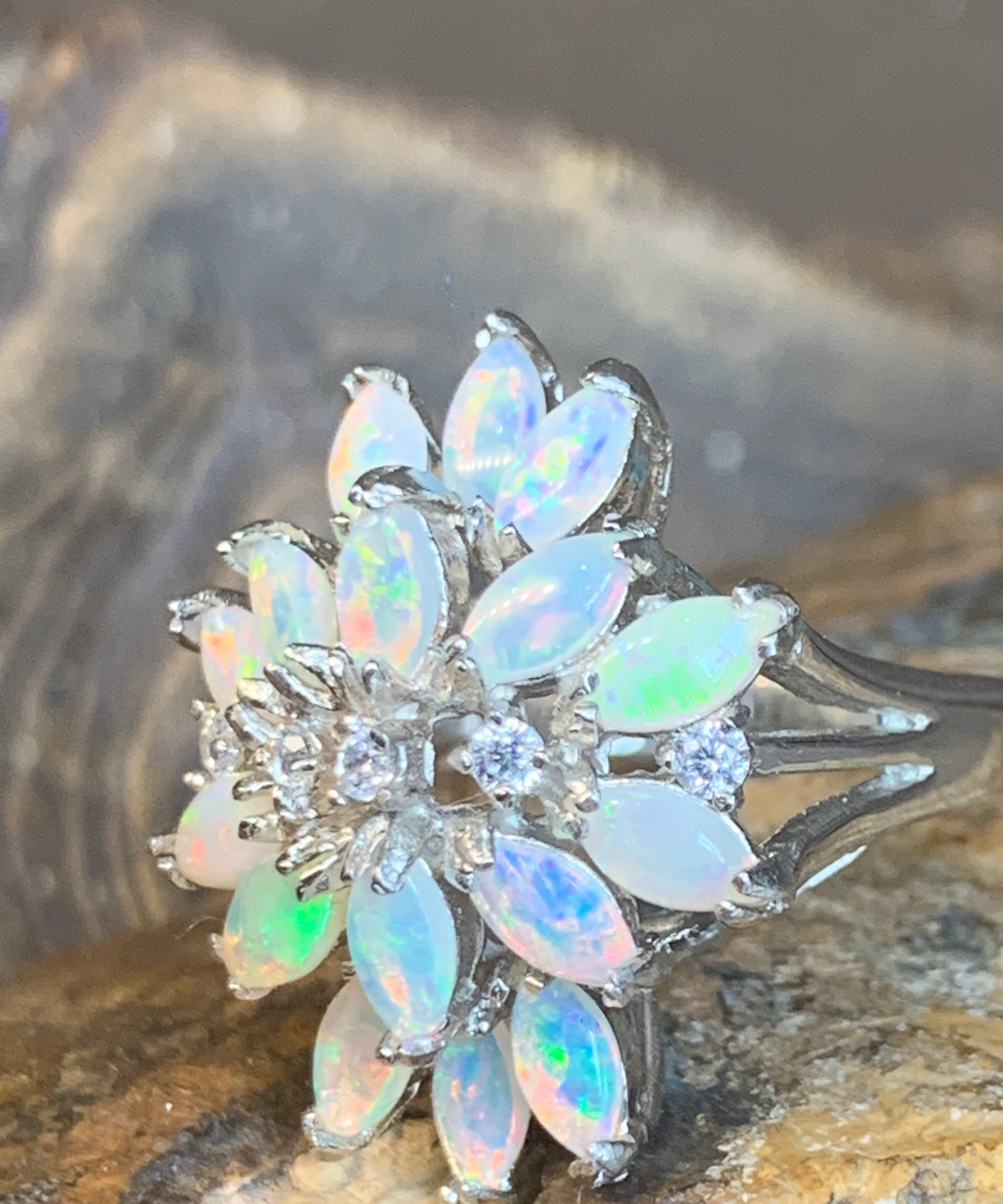 STERLING SILVER OPAL LOTUS RING - Masterpiece Jewellery Opal & Gems Sydney Australia | Online Shop