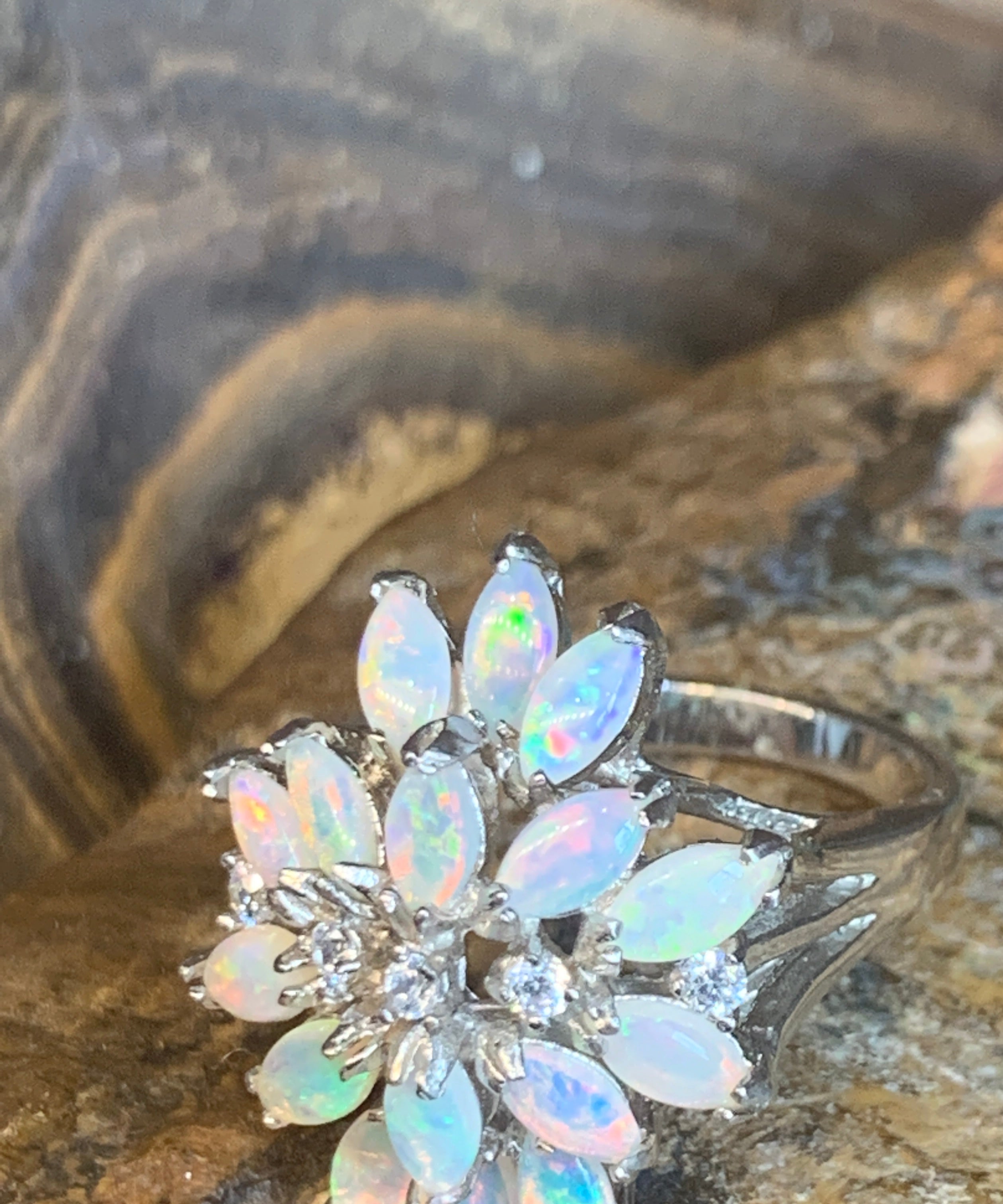 STERLING SILVER OPAL LOTUS RING - Masterpiece Jewellery Opal & Gems Sydney Australia | Online Shop