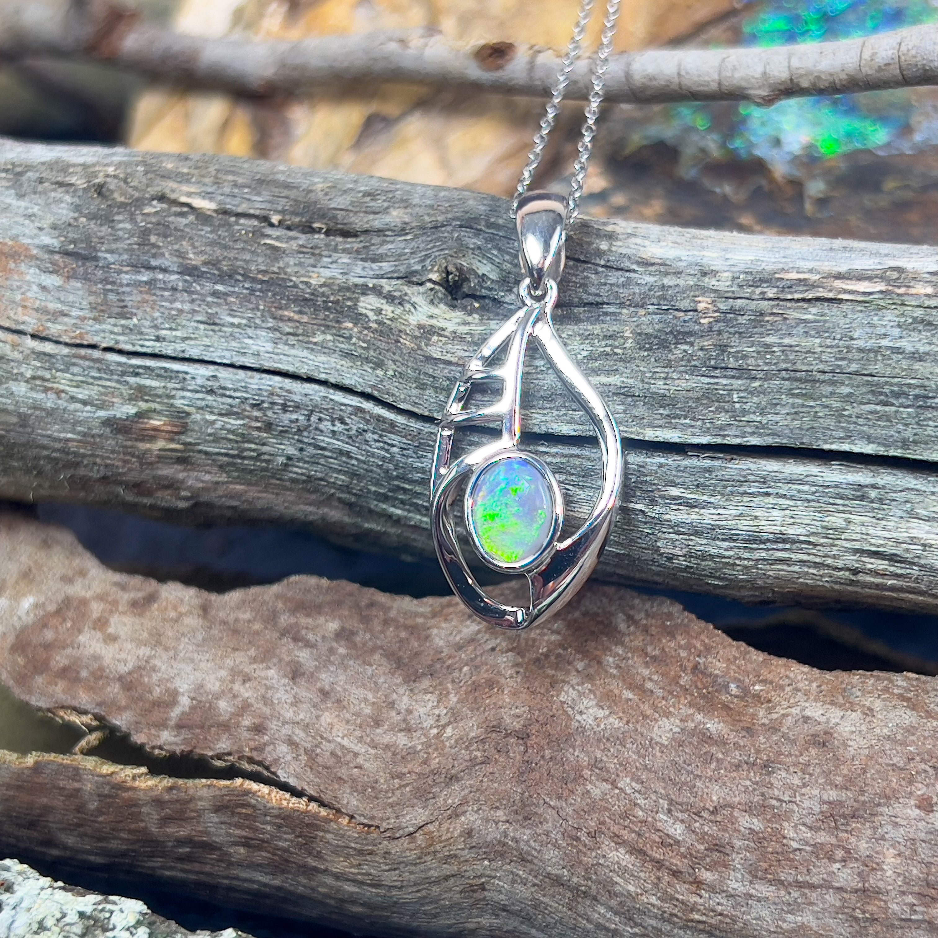 Sterling Silver patterned Black Opal pendant - Masterpiece Jewellery Opal & Gems Sydney Australia | Online Shop