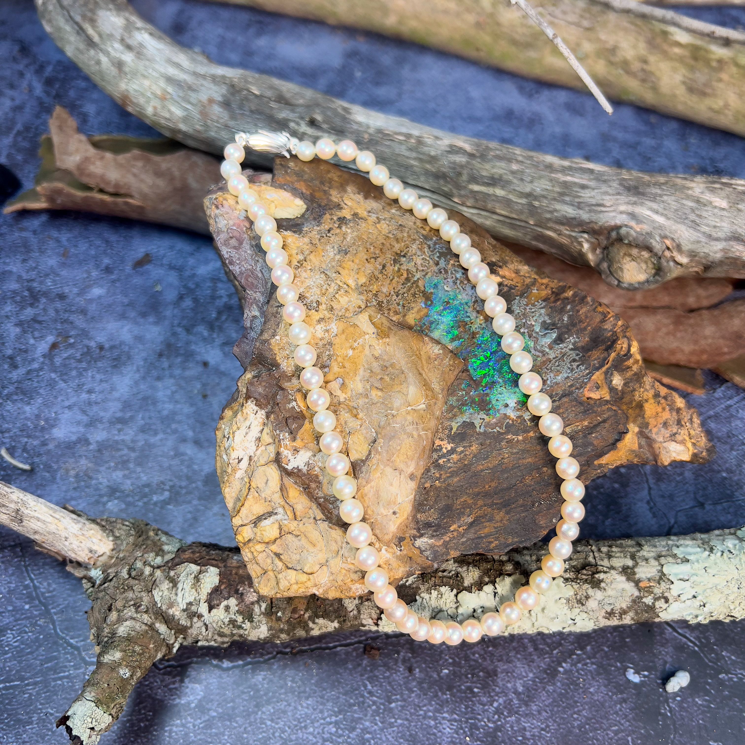 9kt White Gold 5mm Natural cultured Akoya Pearls 35cm - Masterpiece Jewellery Opal & Gems Sydney Australia | Online Shop