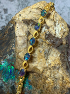 Gold plated sterling Silver 7x5mm Opal triplet bracelet patterned - Masterpiece Jewellery Opal & Gems Sydney Australia | Online Shop