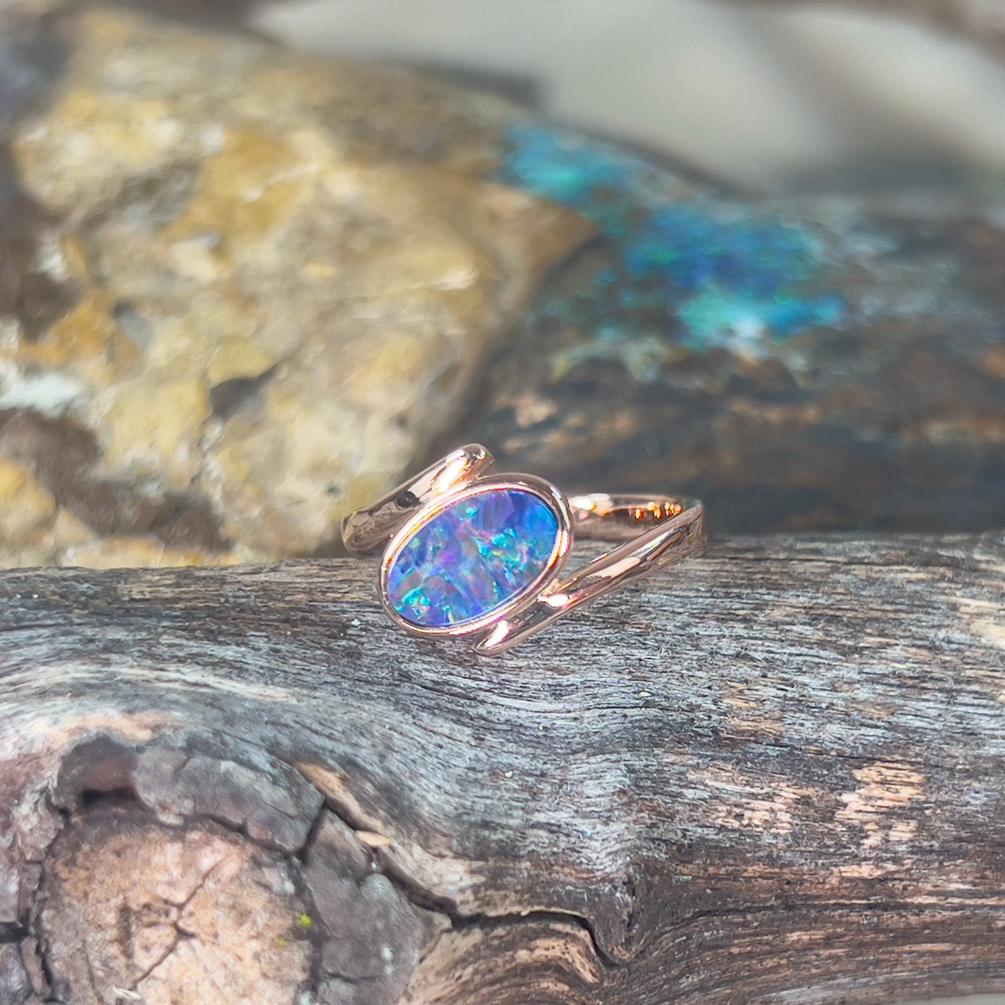 Rose Gold plated Sterling Silver 10x6mm ring - Masterpiece Jewellery Opal & Gems Sydney Australia | Online Shop