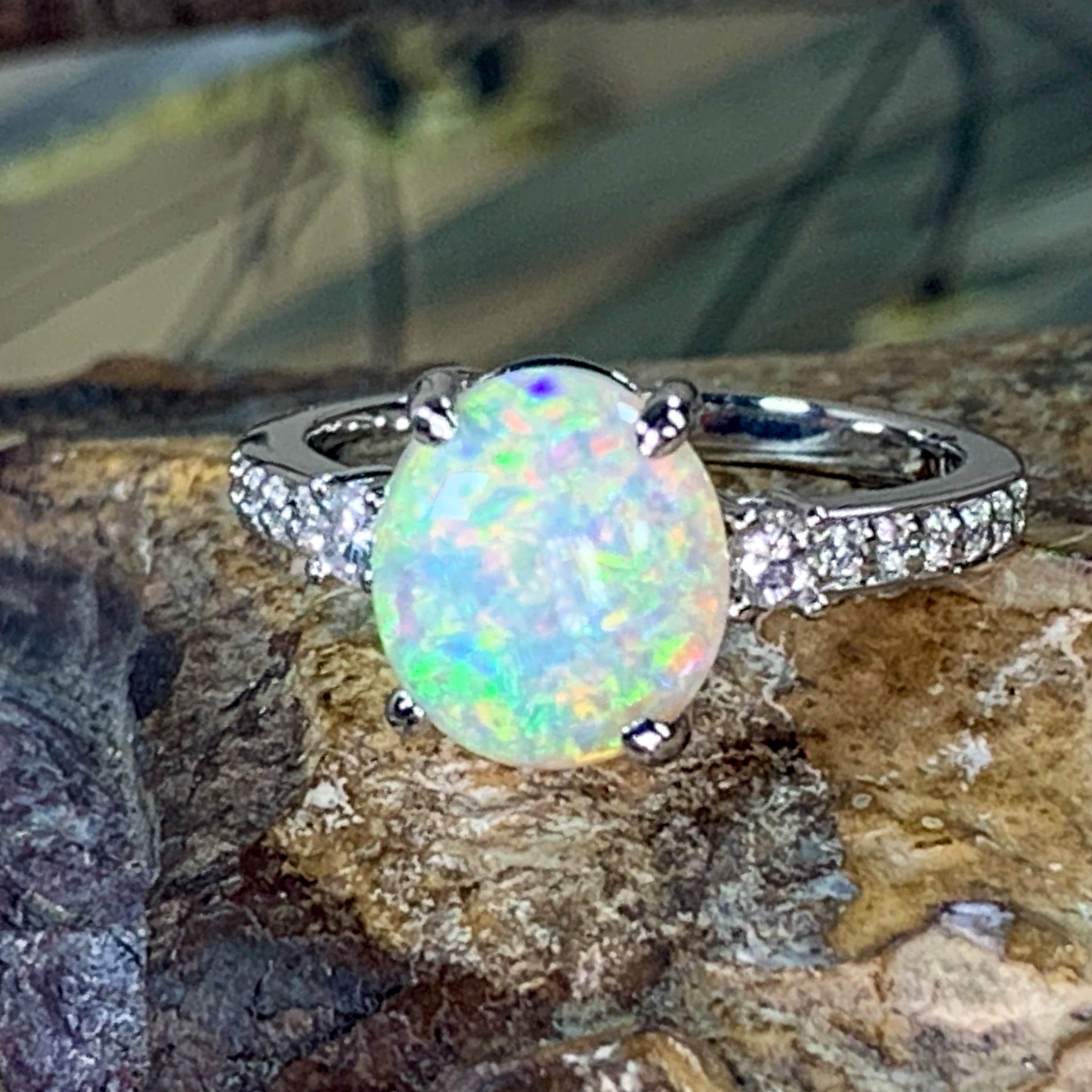 Platinum Black Crystal Opal 2.25ct and diamond ring - Masterpiece Jewellery Opal & Gems Sydney Australia | Online Shop