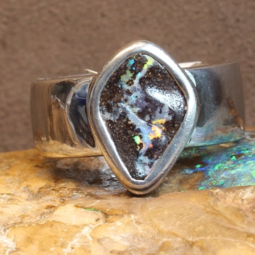 Sterling Silver Boulder Opal ring - Masterpiece Jewellery Opal & Gems Sydney Australia | Online Shop