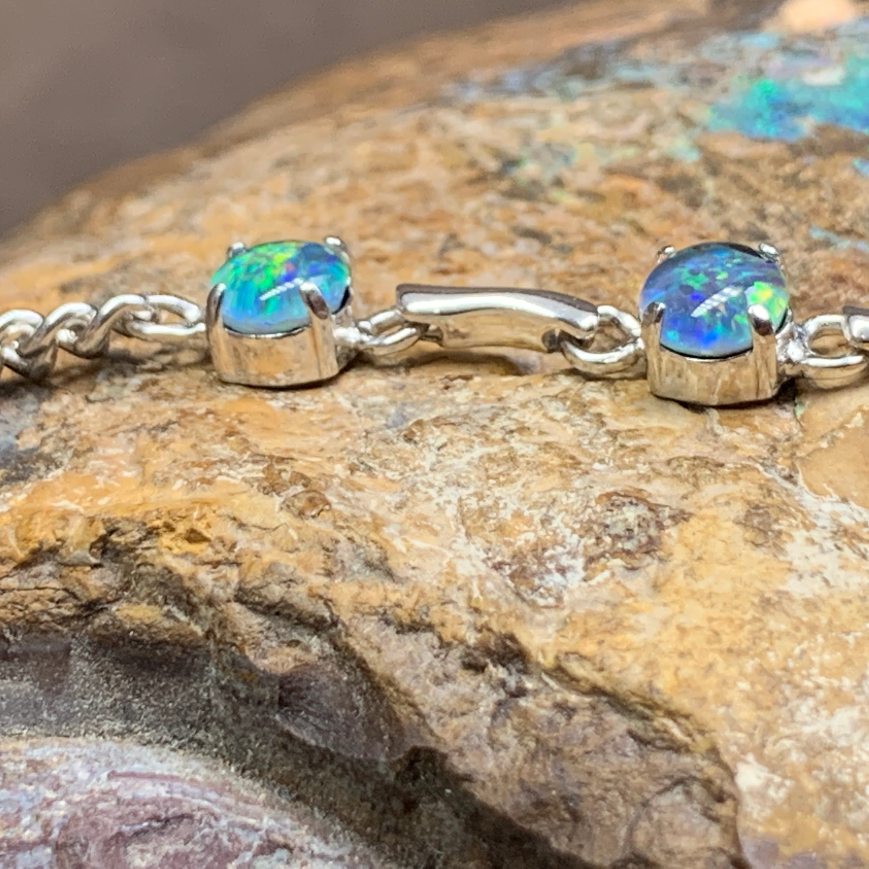 Sterling Silver bracelet with Opal triplet - Masterpiece Jewellery Opal & Gems Sydney Australia | Online Shop