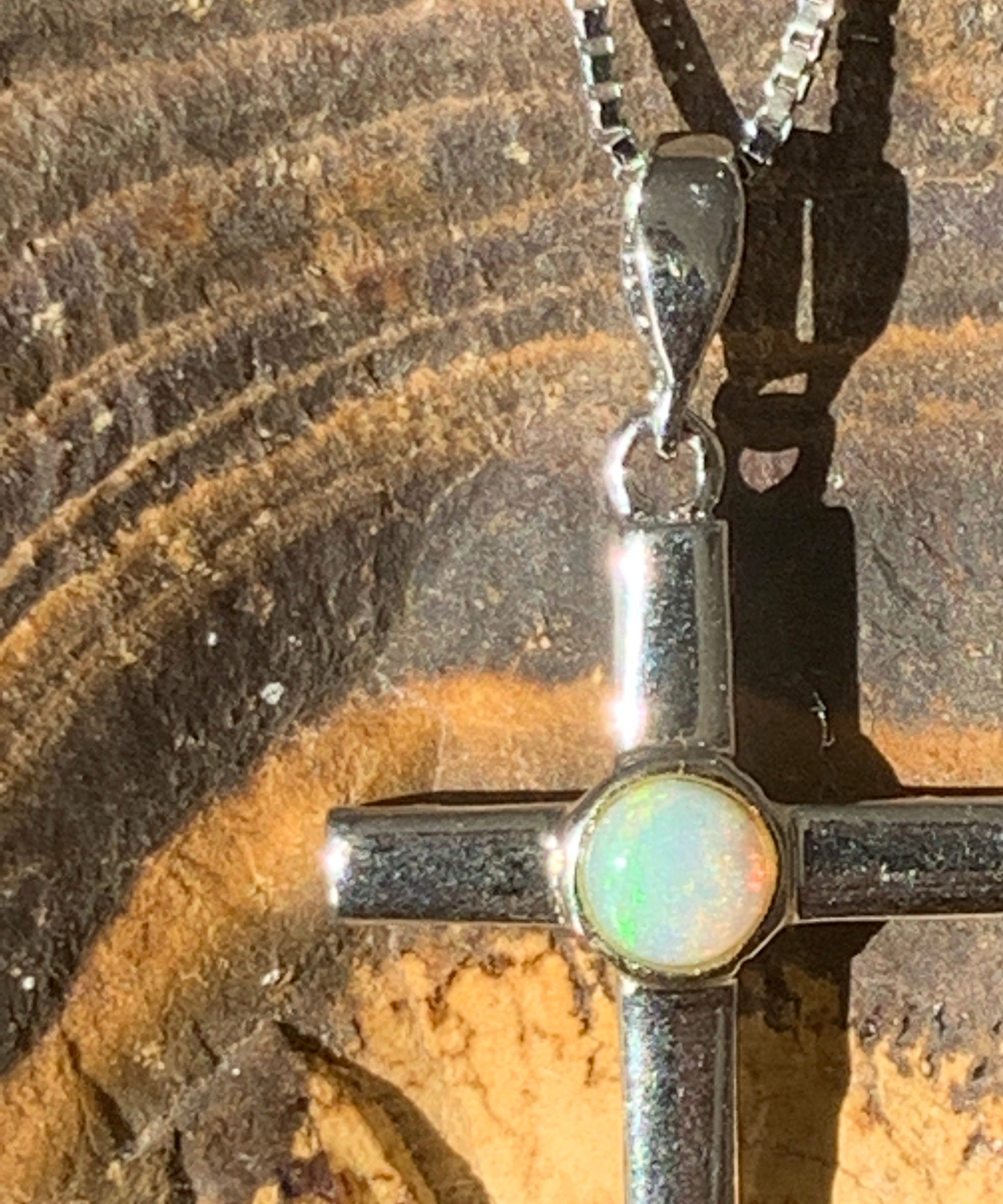 Sterling Silver Opal cross pendant - Masterpiece Jewellery Opal & Gems Sydney Australia | Online Shop