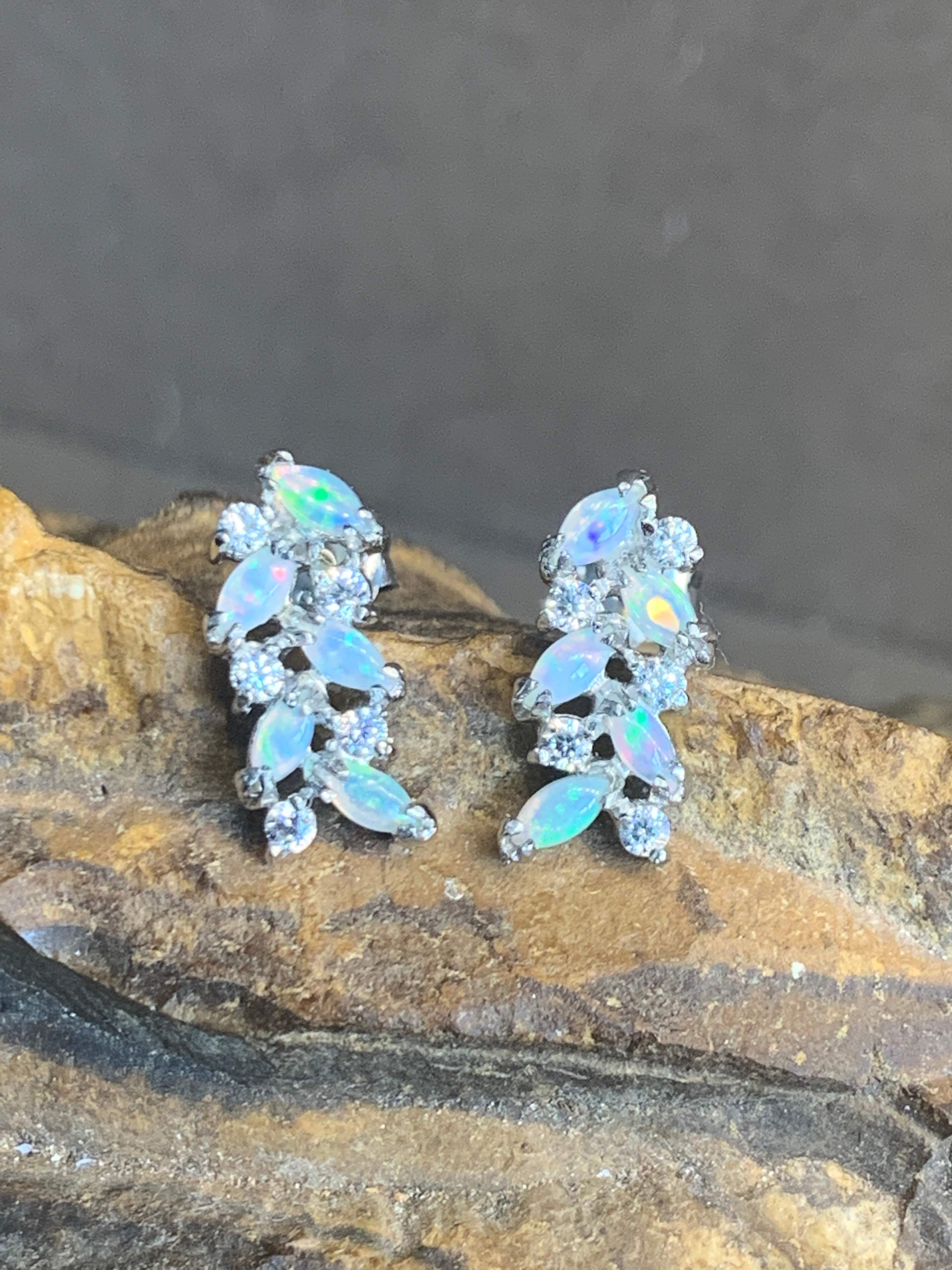Sterling Silver Opal earrings - Masterpiece Jewellery Opal & Gems Sydney Australia | Online Shop