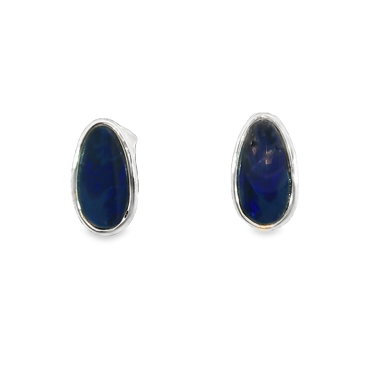 11 x 6mm pear-shaped Australian opal doublet earrings in sterling silver