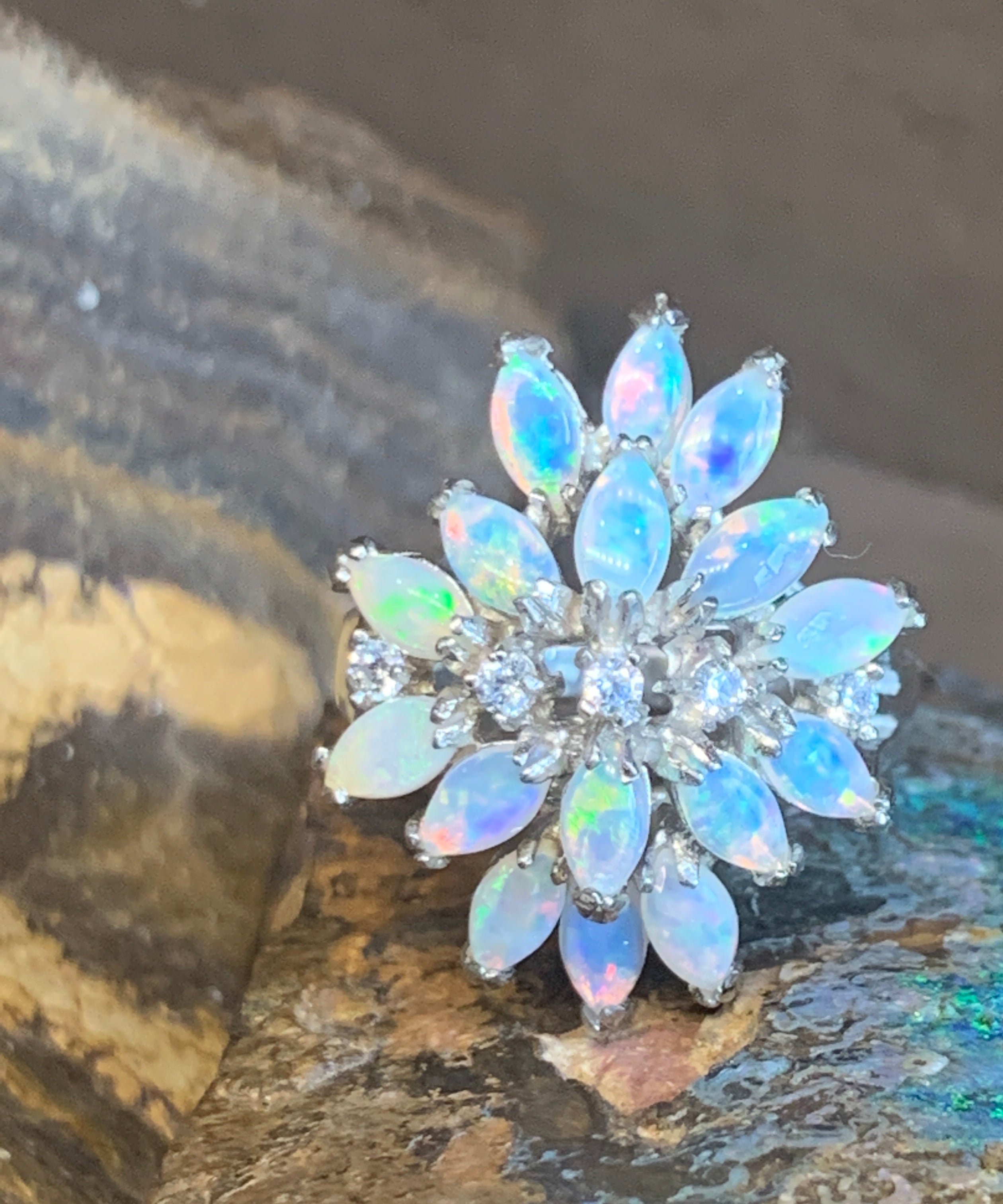 STERLING SILVER OPAL LOTUS RING - Masterpiece Jewellery Opal & Gems Sydney Australia | Online Shop