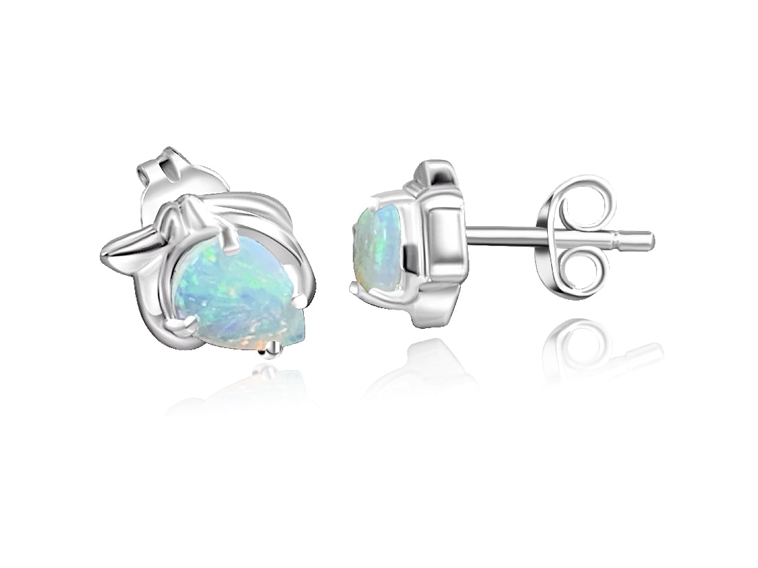 Sterling Silver Tear drop 7x5mm Opal studs - Masterpiece Jewellery Opal & Gems Sydney Australia | Online Shop