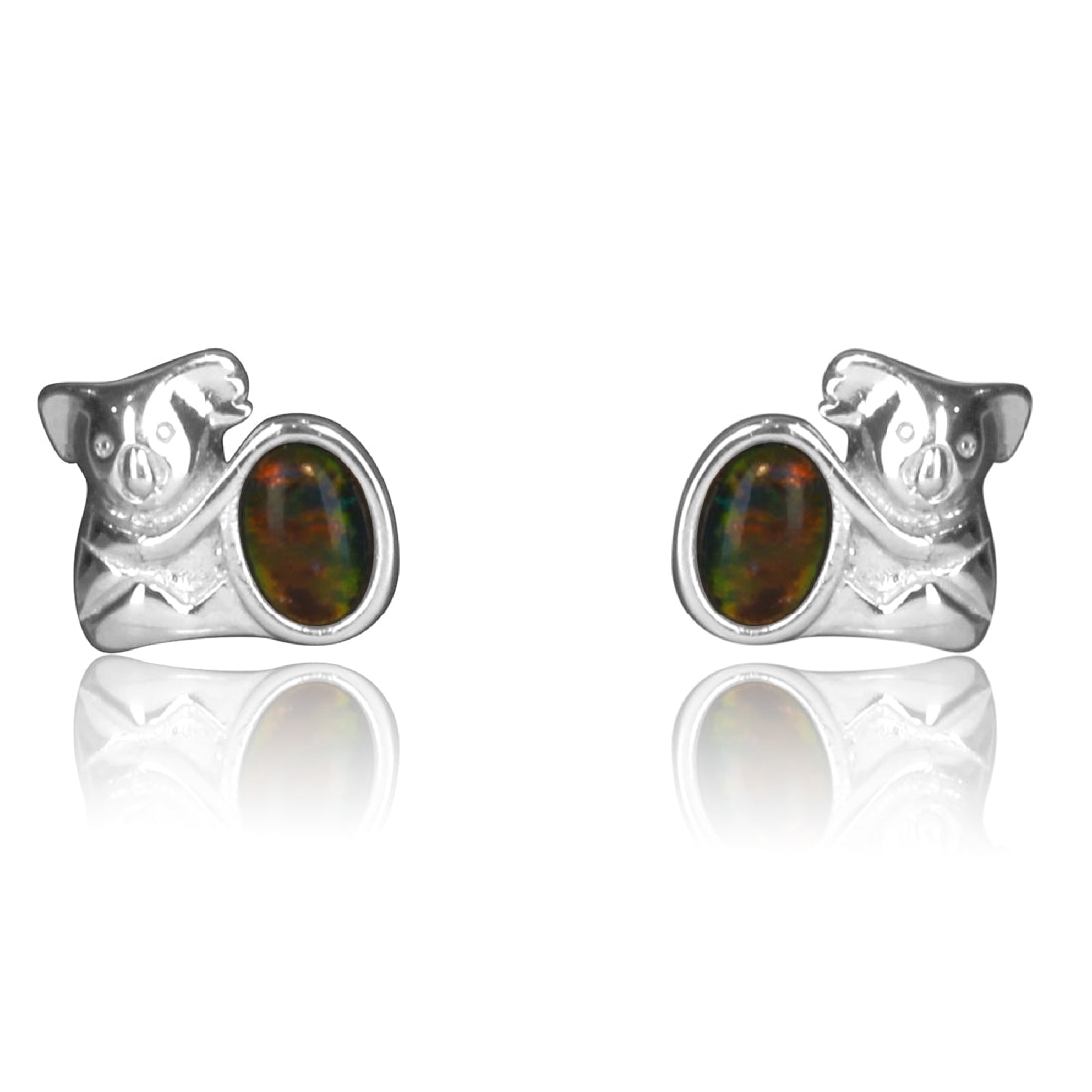 Sterling Silver Koala Opal triplet studs - Masterpiece Jewellery Opal & Gems Sydney Australia | Online Shop