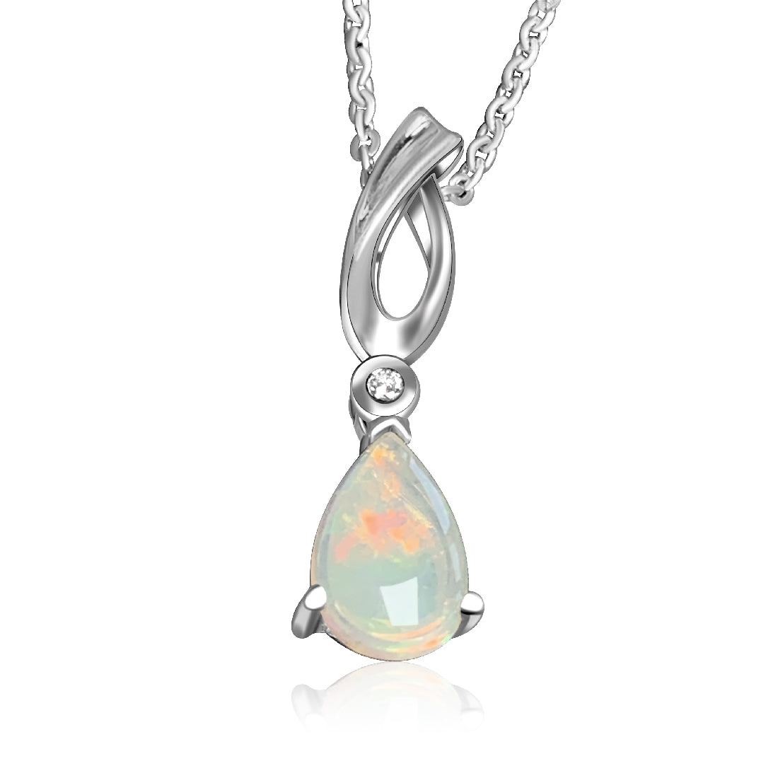 Sterling Silver Pear shape White Opal pendant - Masterpiece Jewellery Opal & Gems Sydney Australia | Online Shop