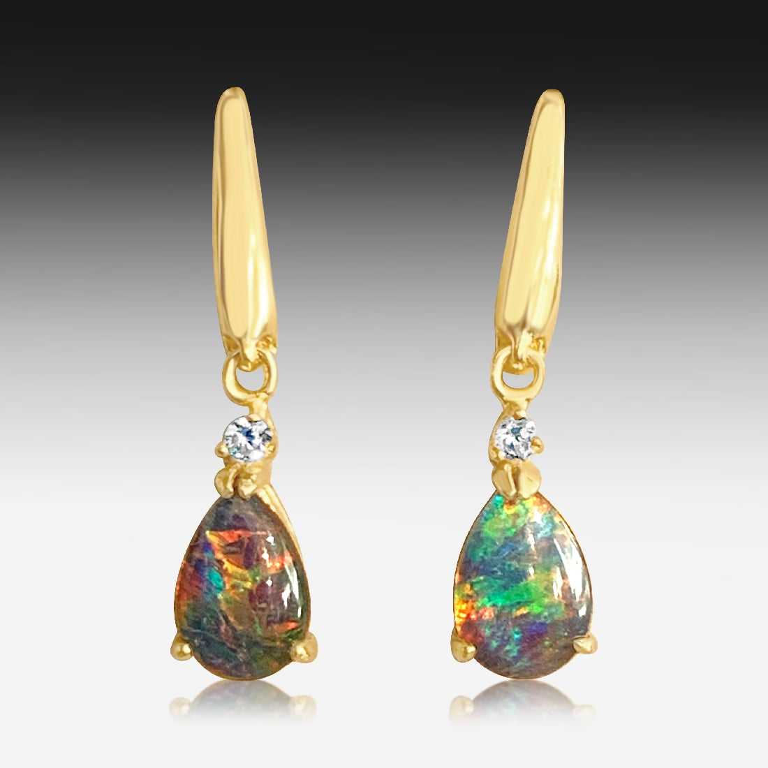 Silver Gold Plated Opal triplet earrings - Masterpiece Jewellery Opal & Gems Sydney Australia | Online Shop