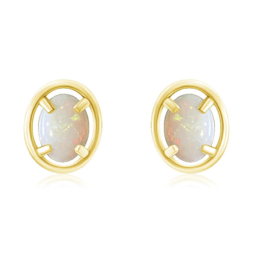 Sterling Silver Gold plated White Opal studs - Masterpiece Jewellery Opal & Gems Sydney Australia | Online Shop