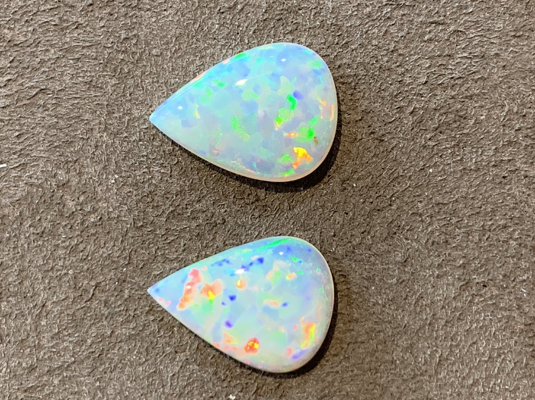 Pair of Light Crystal Opal pear shape 3.45ct - Masterpiece Jewellery Opal & Gems Sydney Australia | Online Shop