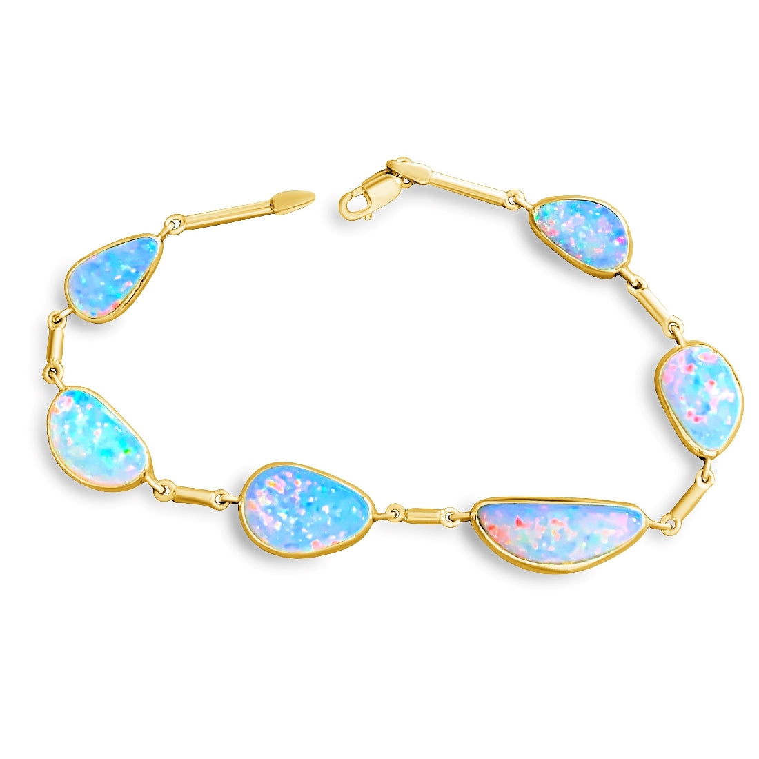 18kt Yellow Gold White Opal freeform 12.5ct bracelet - Masterpiece Jewellery Opal & Gems Sydney Australia | Online Shop