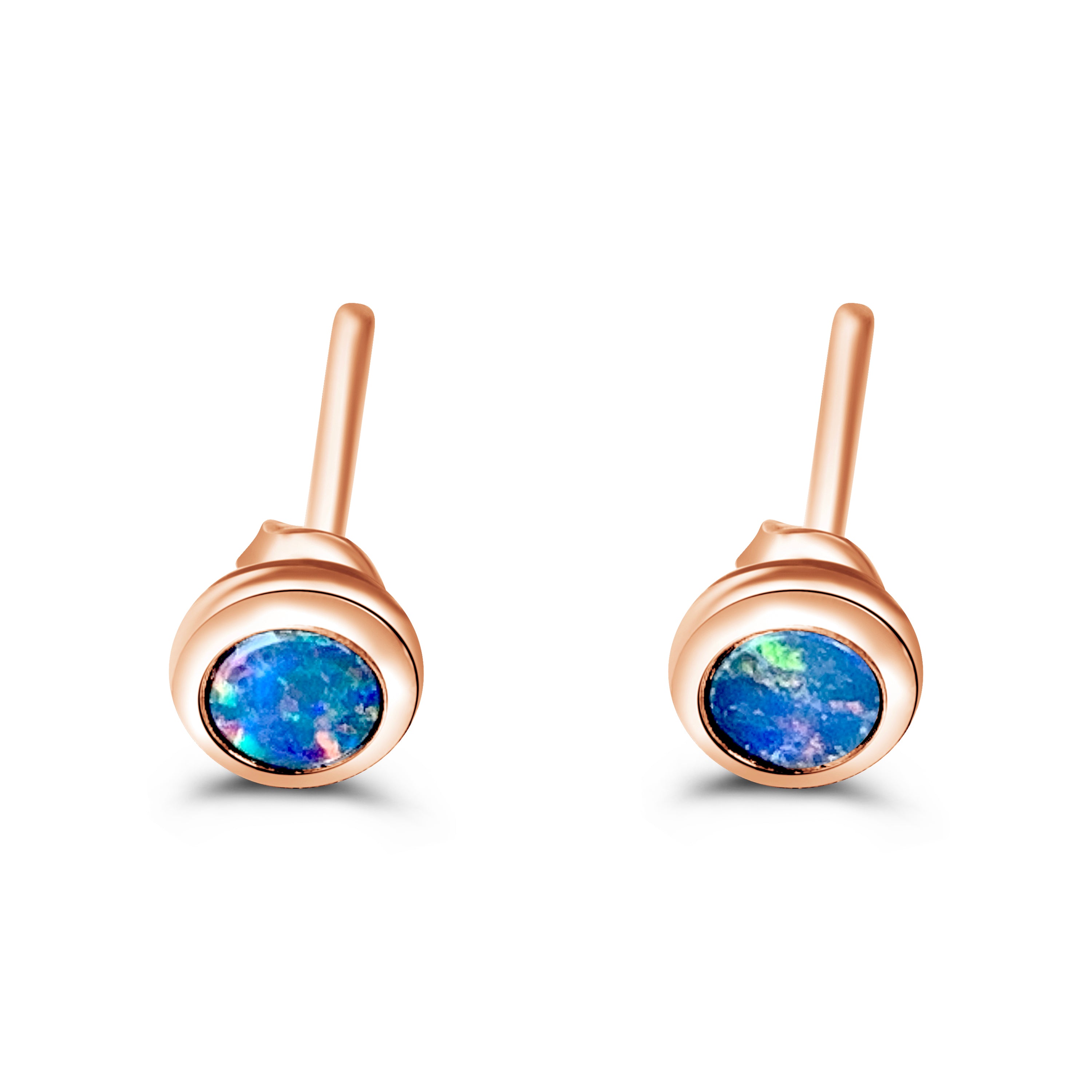 14kt Rose Gold 3mm Opal studs round - Masterpiece Jewellery Opal & Gems Sydney Australia | Online Shop