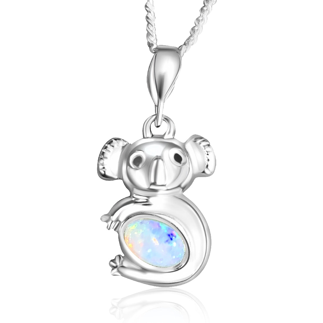 Sterling Silver Koala White Opal 6x4mm pendant - Masterpiece Jewellery Opal & Gems Sydney Australia | Online Shop