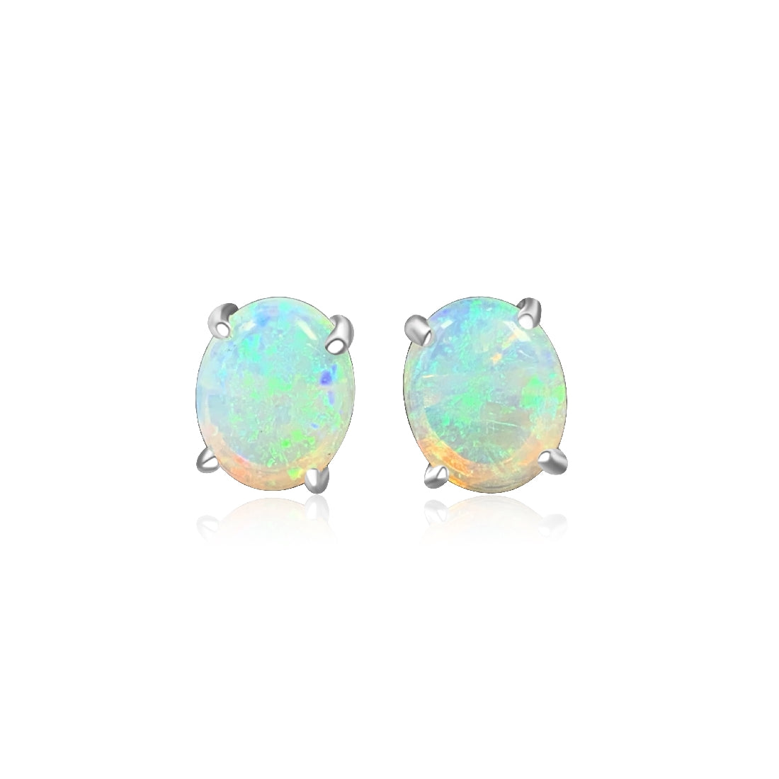 Sterling Silver Crystal Opal 10x8mm studs - Masterpiece Jewellery Opal & Gems Sydney Australia | Online Shop