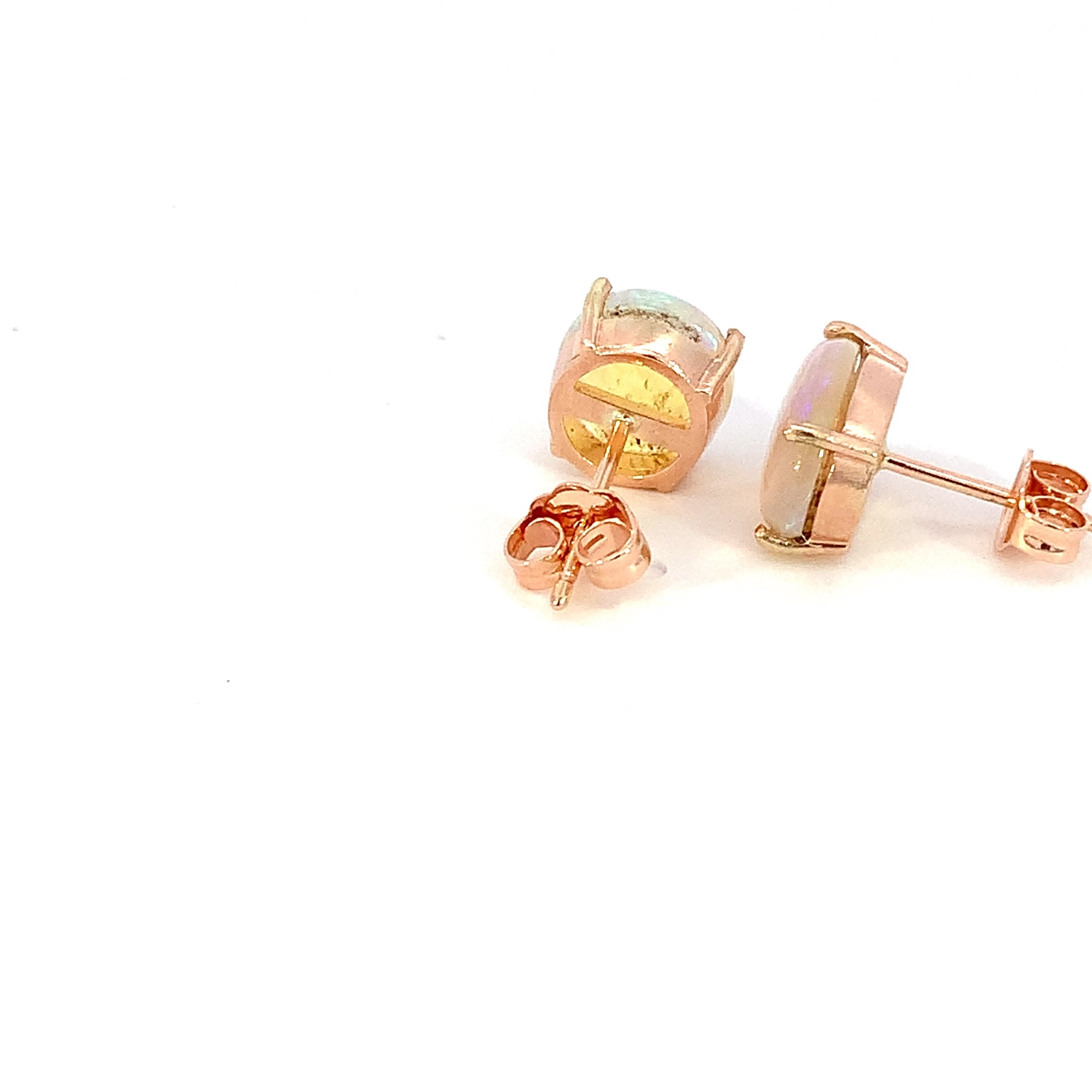 9kt Rose Gold studs 10x8mm Crystal Opals - Masterpiece Jewellery Opal & Gems Sydney Australia | Online Shop