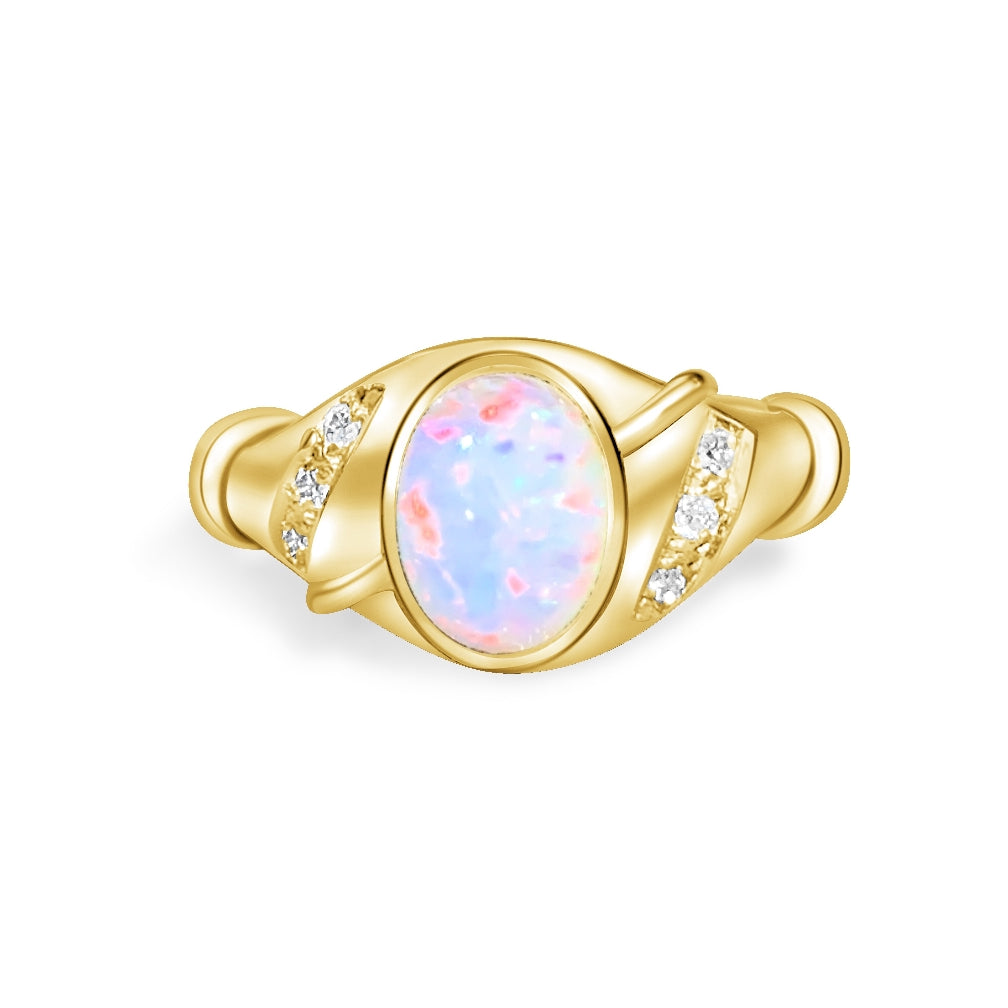 18kt Yellow Gold Fire Opal and Diamond ring - Masterpiece Jewellery Opal & Gems Sydney Australia | Online Shop