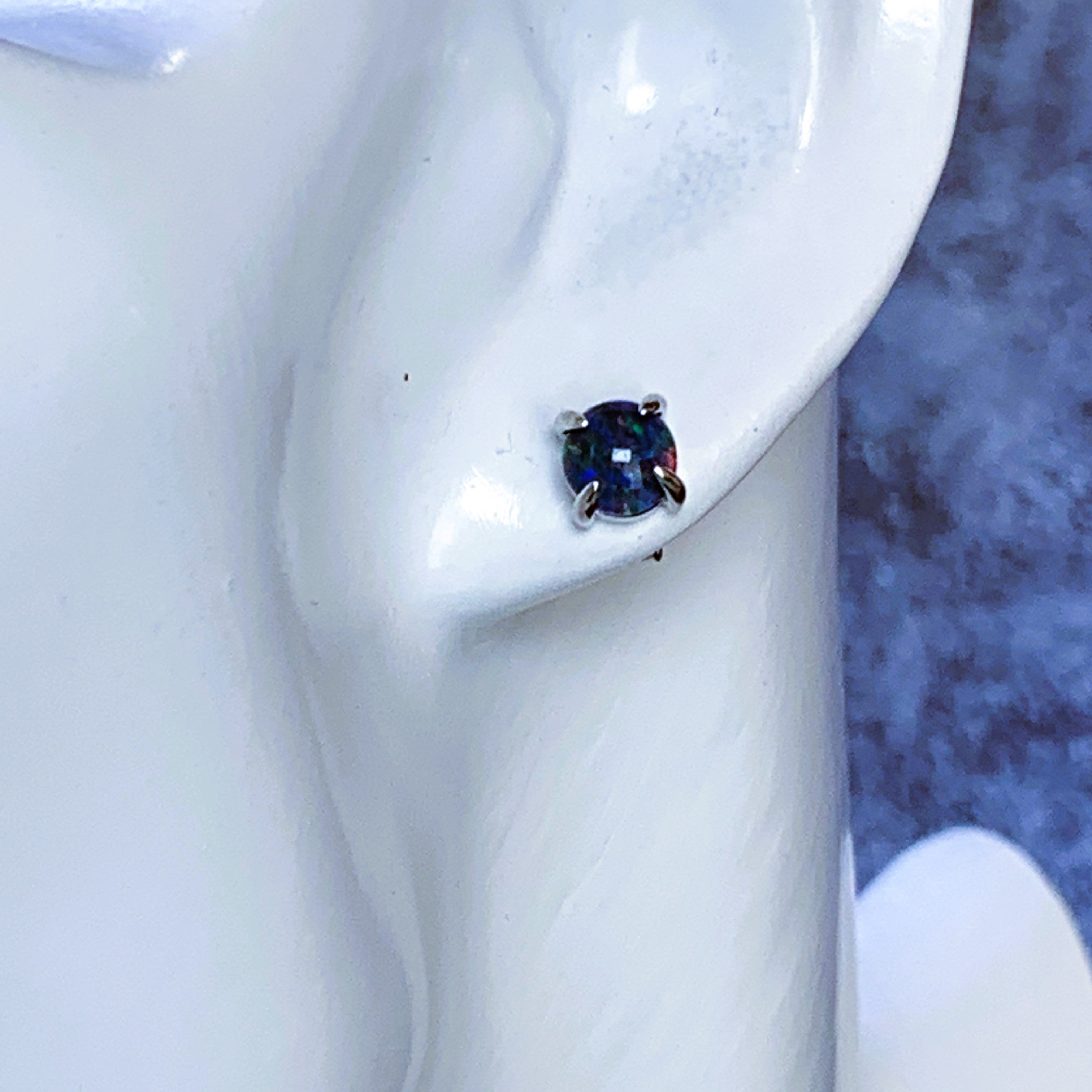 Sterling Silver 6mm Round Opal studs claw set - Masterpiece Jewellery Opal & Gems Sydney Australia | Online Shop