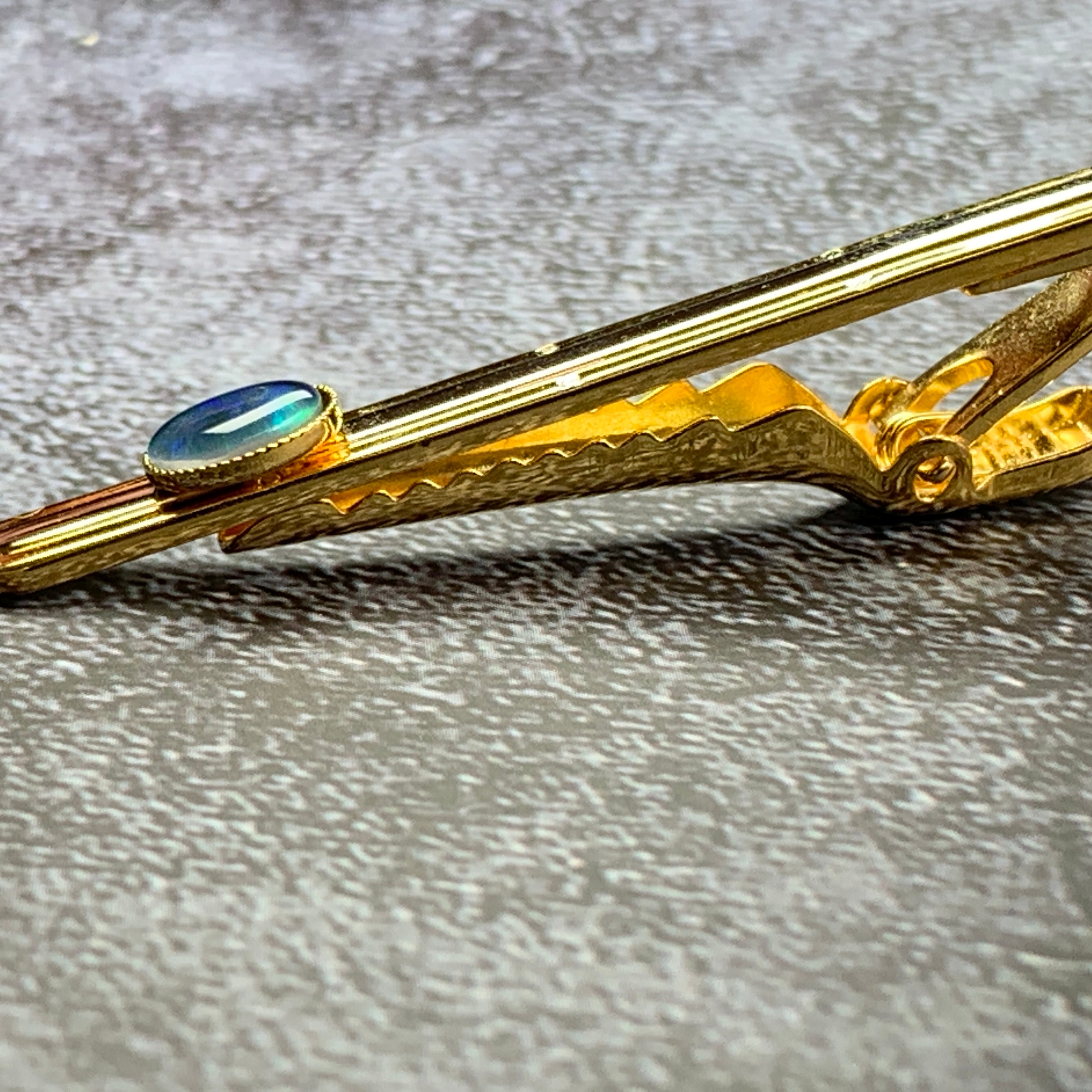 Gold Plated Tie Bar with Opal - Masterpiece Jewellery Opal & Gems Sydney Australia | Online Shop