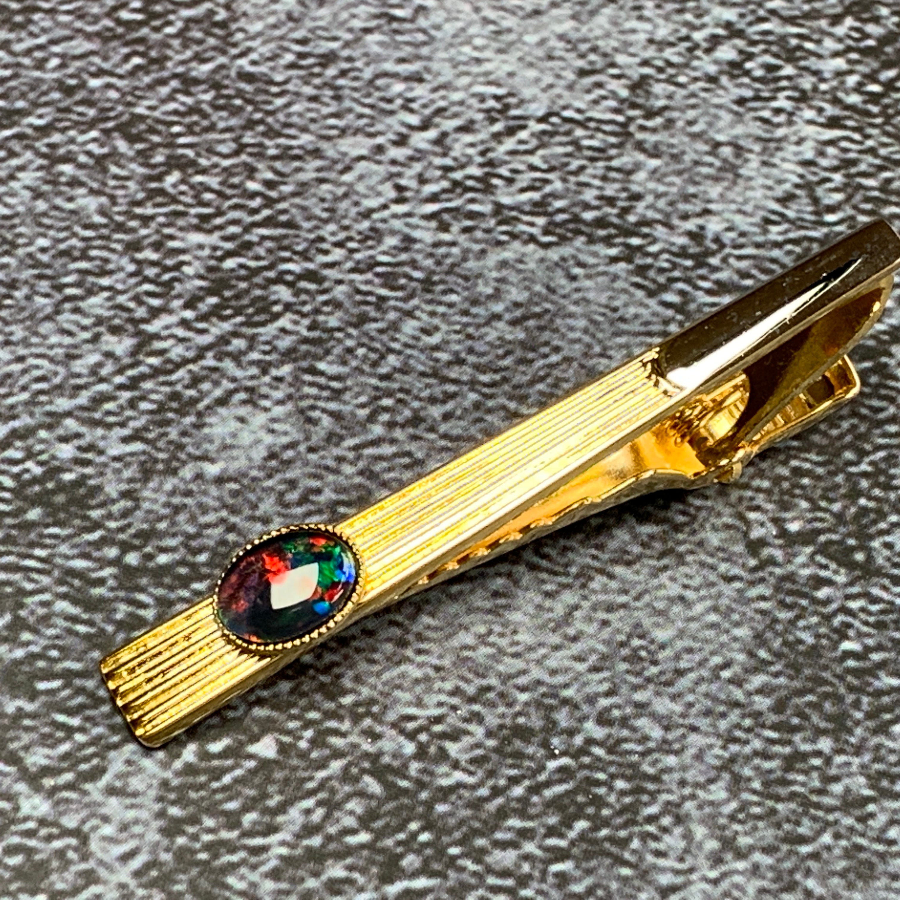 Gold Plated Tie Bar with Opal - Masterpiece Jewellery Opal & Gems Sydney Australia | Online Shop