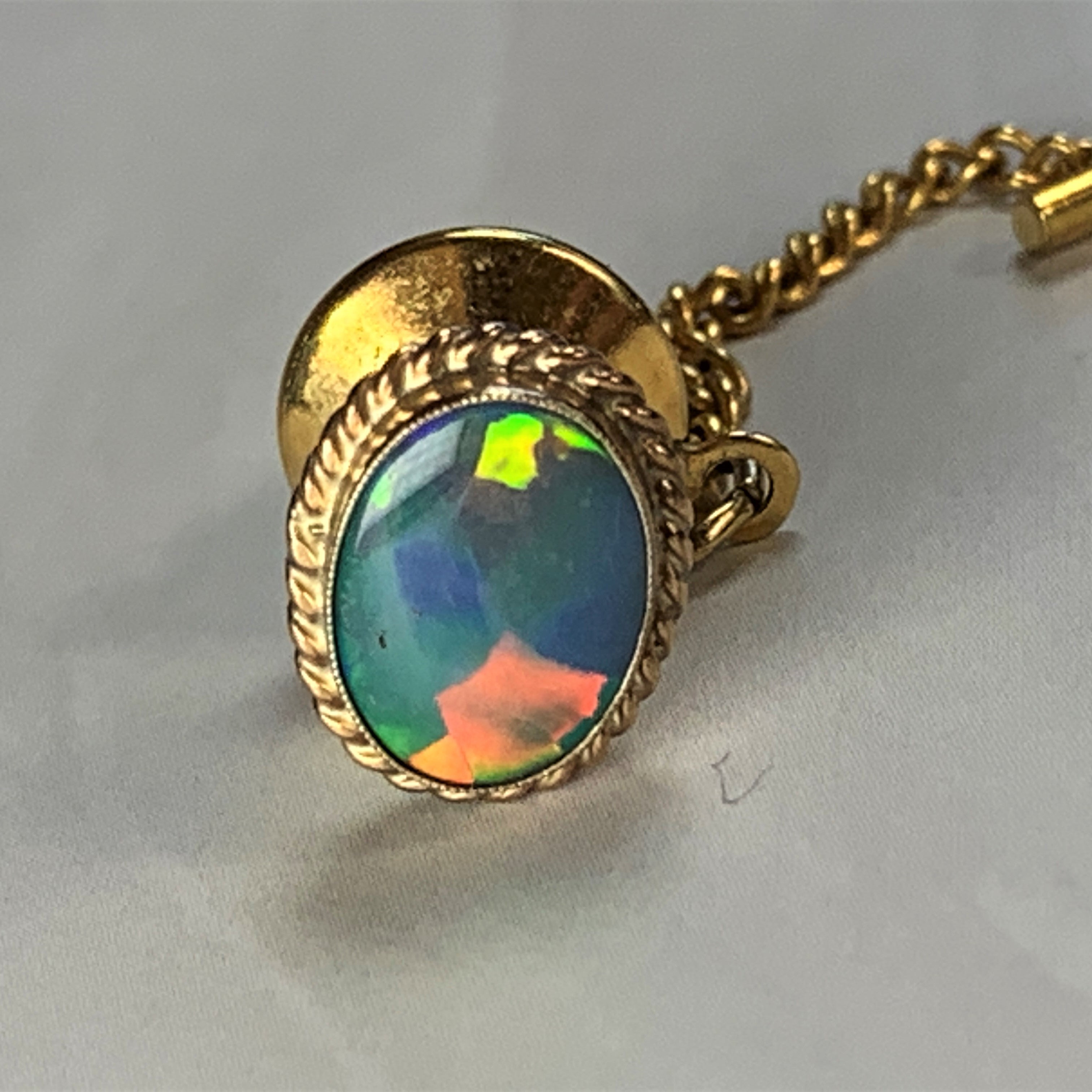 18kt Yellow Gold Opal doublet tie tac pin - Masterpiece Jewellery Opal & Gems Sydney Australia | Online Shop