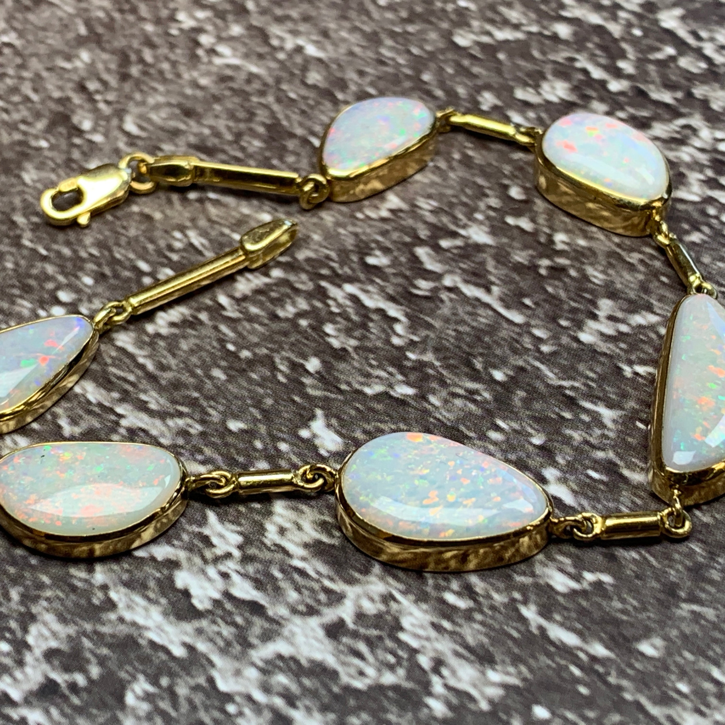 18kt Yellow Gold White Opal freeform 12.5ct bracelet - Masterpiece Jewellery Opal & Gems Sydney Australia | Online Shop
