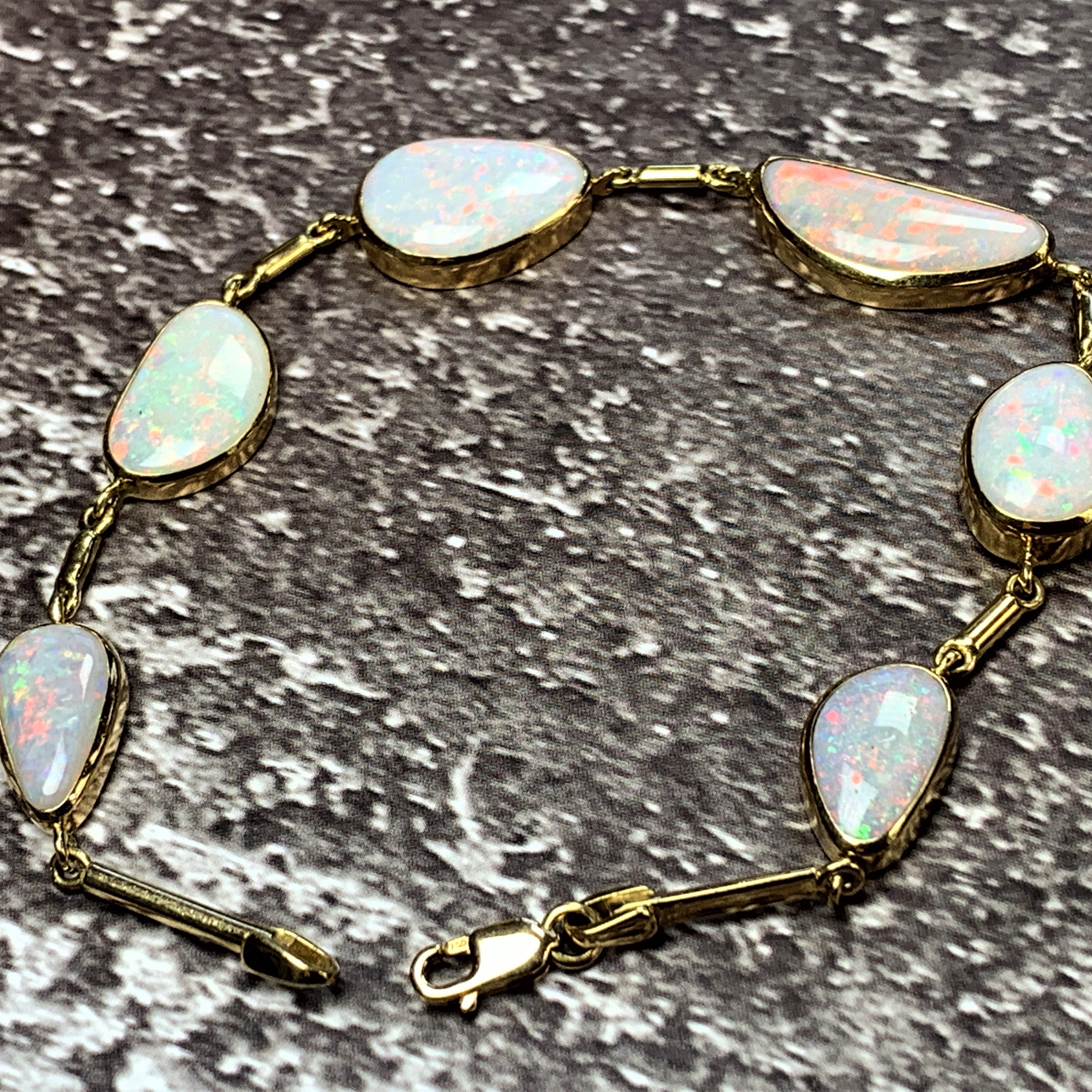 18kt Yellow Gold White Opal freeform 12.5ct bracelet - Masterpiece Jewellery Opal & Gems Sydney Australia | Online Shop