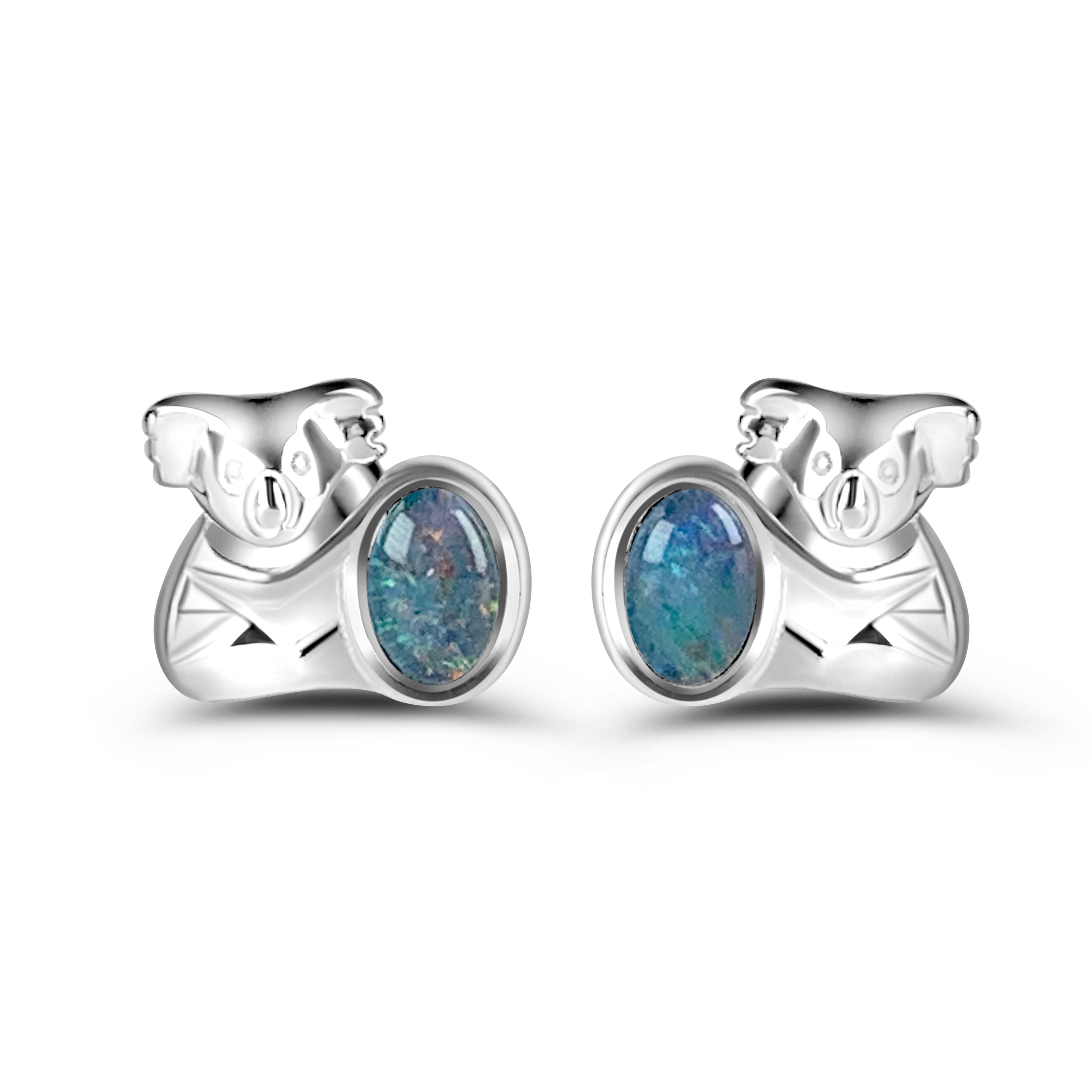 Sterling Silver Koala Opal triplet studs - Masterpiece Jewellery Opal & Gems Sydney Australia | Online Shop