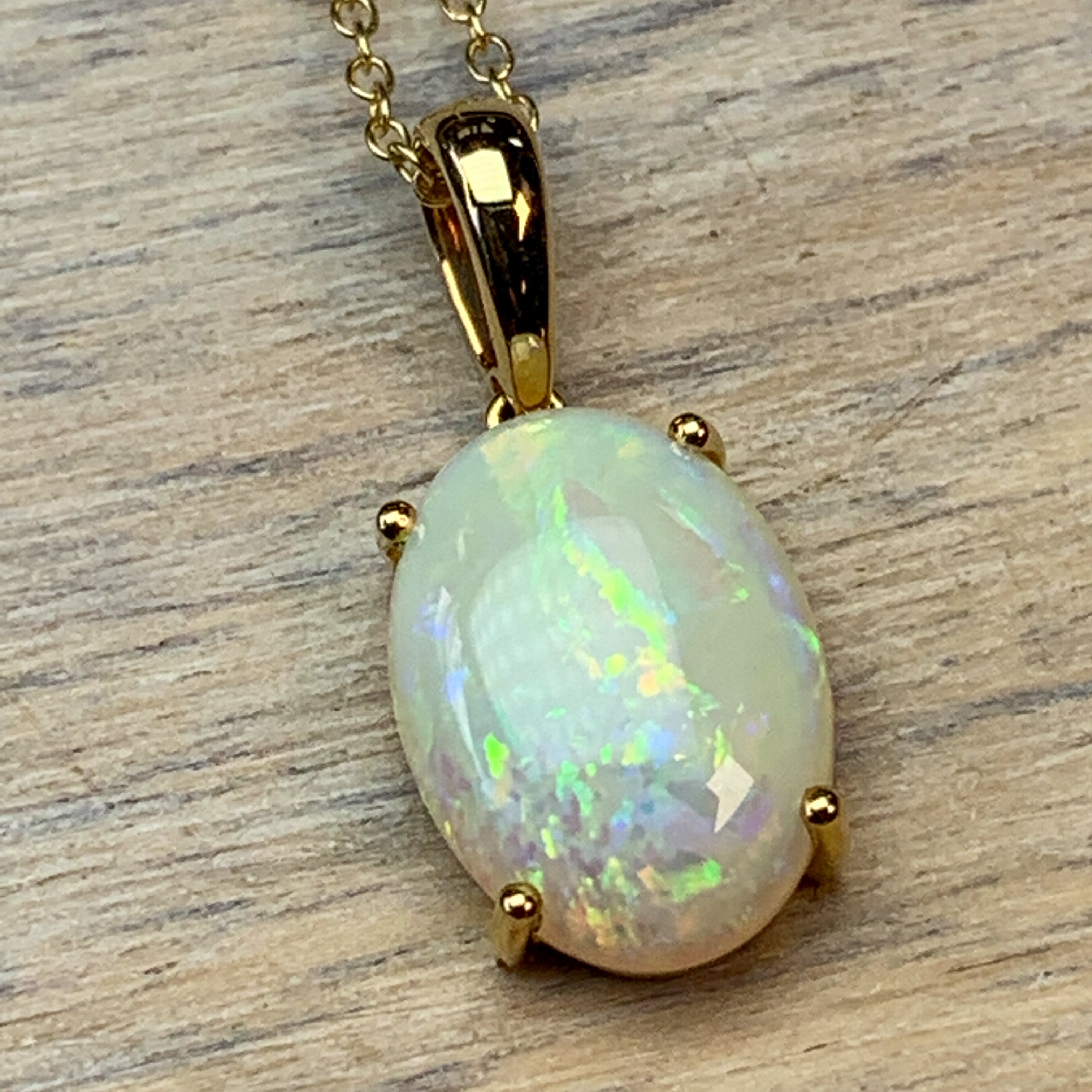 14kt Yellow Gold White Opal 13.7x10mm pendant - Masterpiece Jewellery Opal & Gems Sydney Australia | Online Shop