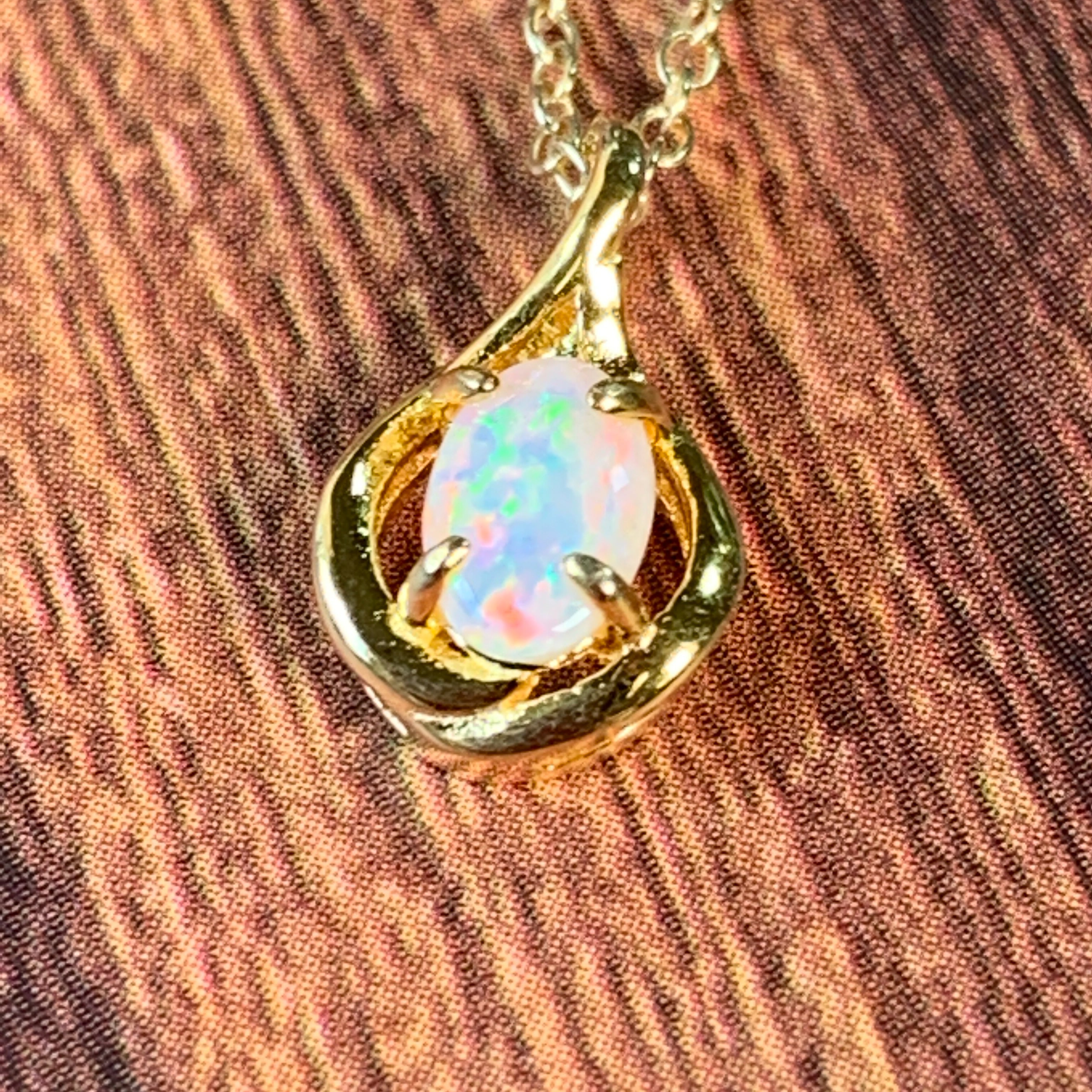 Gold Plated 6x4mm Crystal Opal silver pendants - Masterpiece Jewellery Opal & Gems Sydney Australia | Online Shop