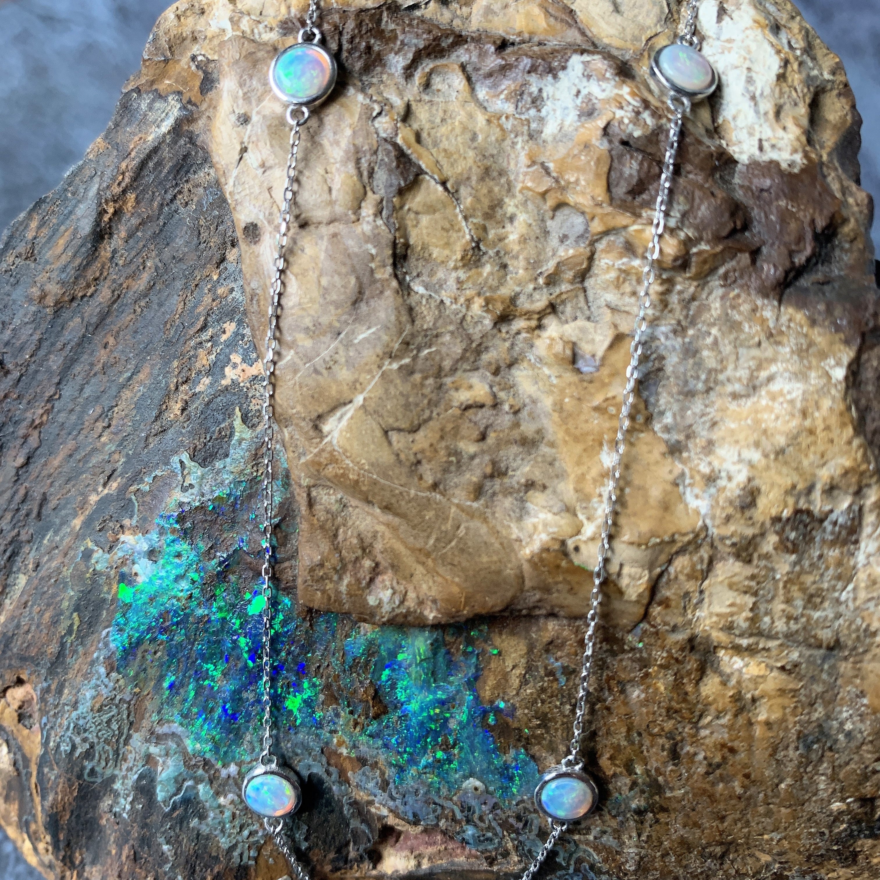 9kt White Gold spacer White Opal necklace - Masterpiece Jewellery Opal & Gems Sydney Australia | Online Shop