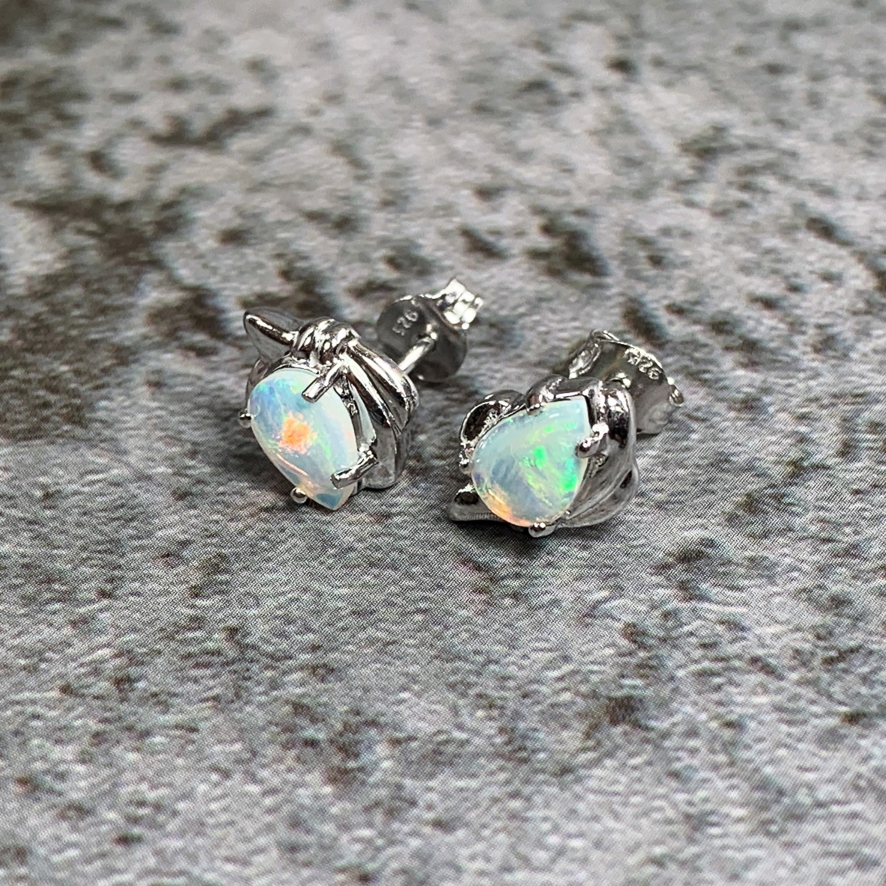 Sterling Silver Tear drop 7x5mm Opal studs - Masterpiece Jewellery Opal & Gems Sydney Australia | Online Shop