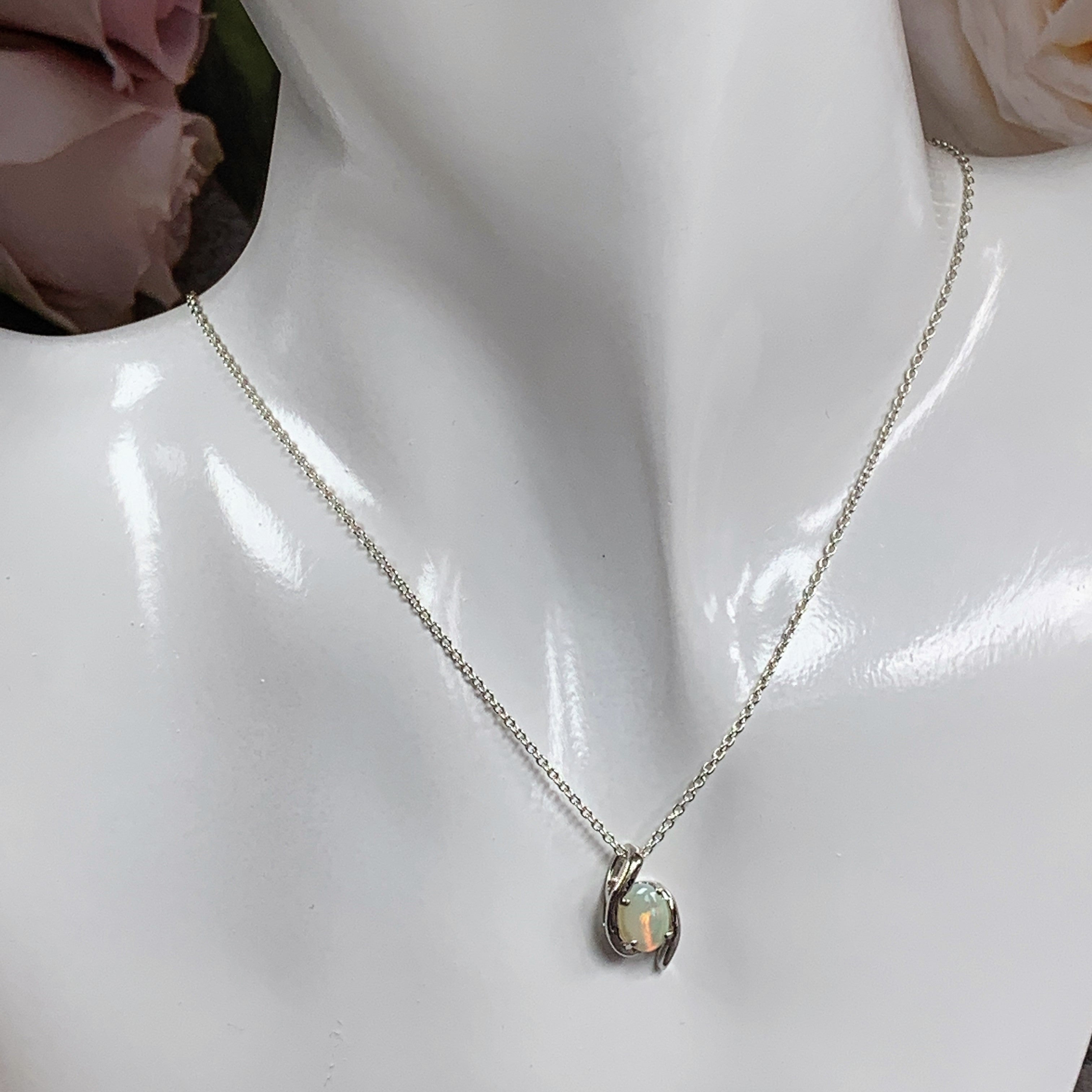 Sterling Silver swirl 8x6mm Crystal Opal pendant - Masterpiece Jewellery Opal & Gems Sydney Australia | Online Shop